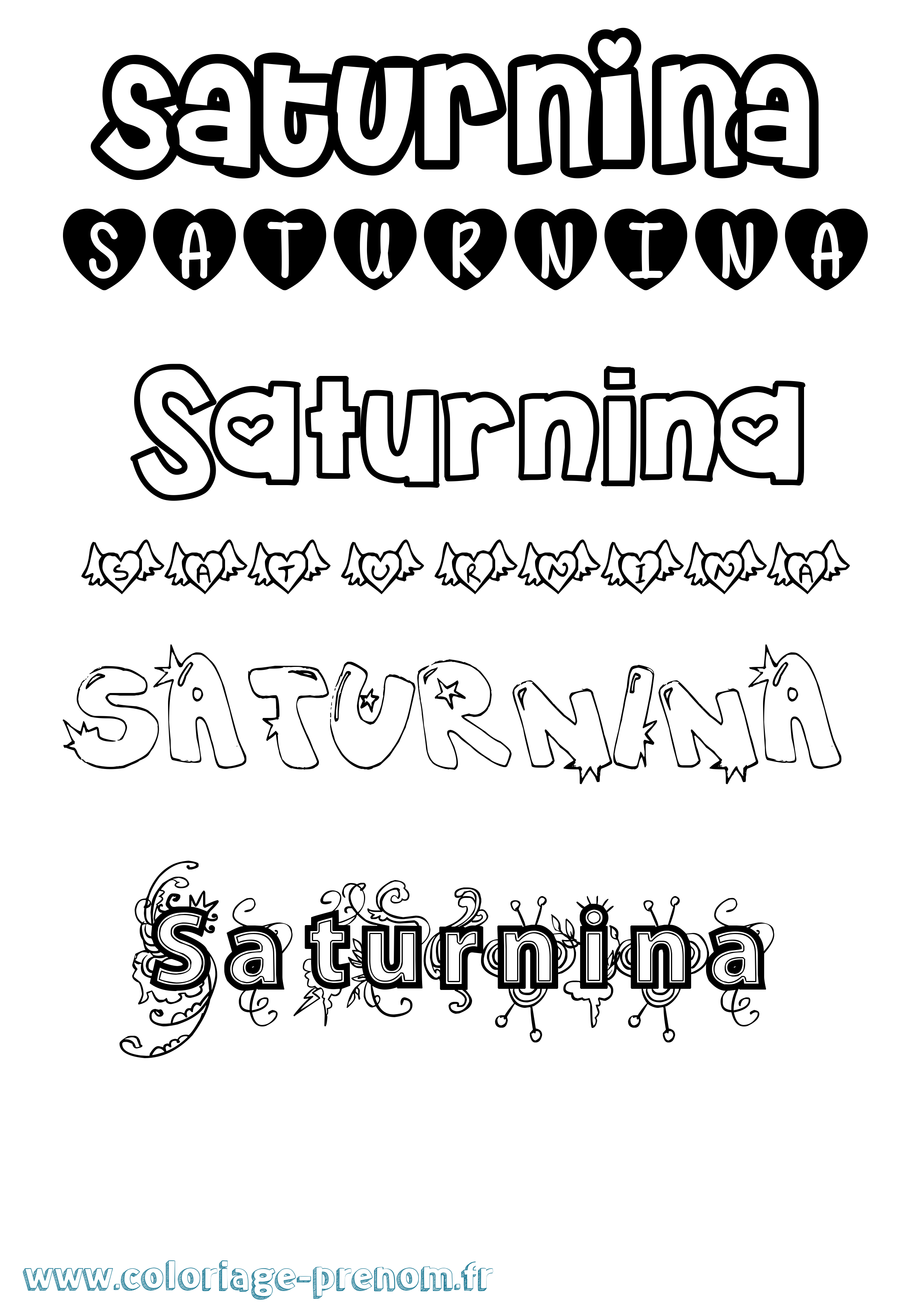 Coloriage Saturnina Girly Coloriage prénom Saturnina Girly