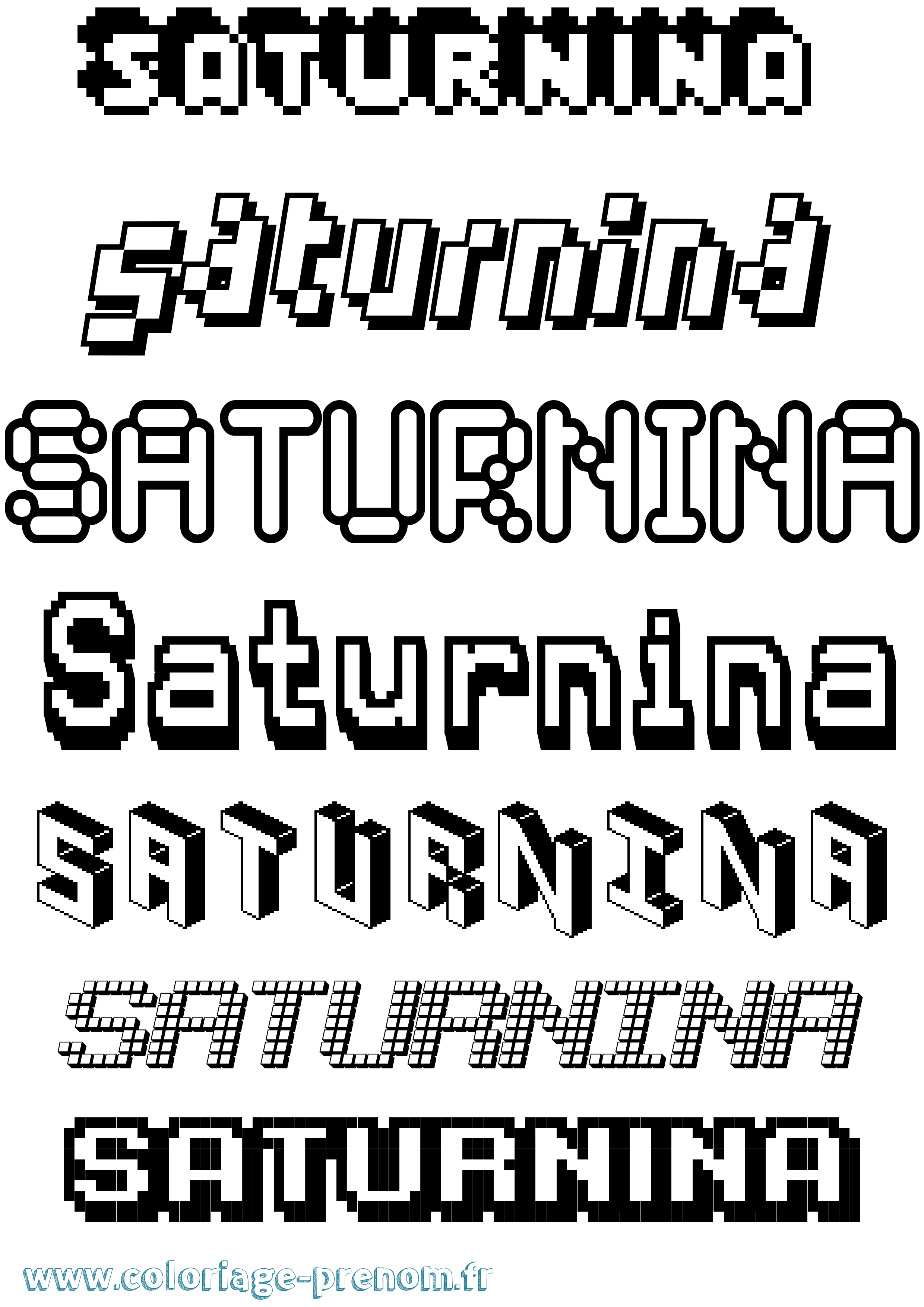 Coloriage Saturnina Pixel Coloriage prénom Saturnina Pixel