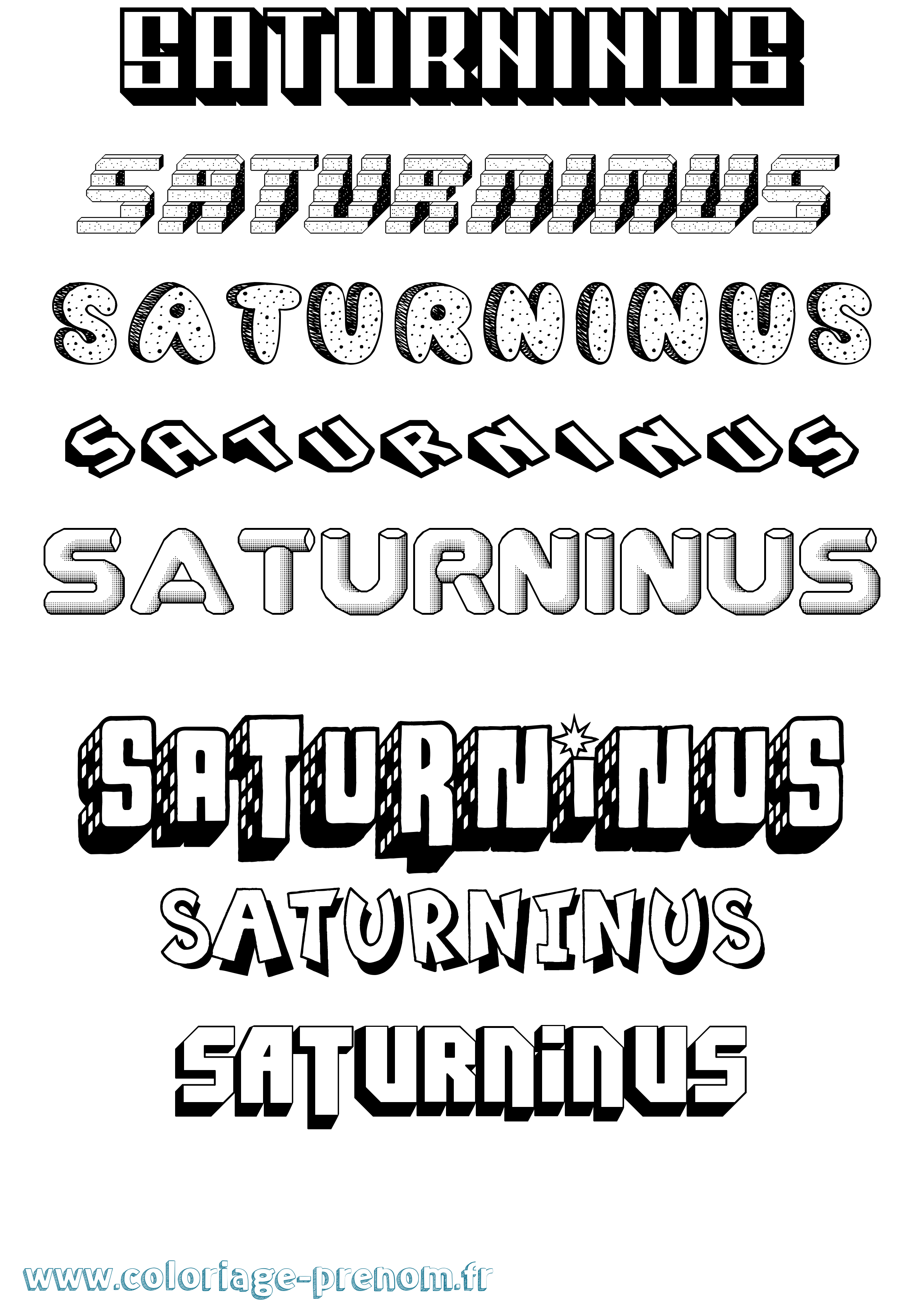 Coloriage Saturninus Effet 3D Coloriage prénom Saturninus Effet 3D