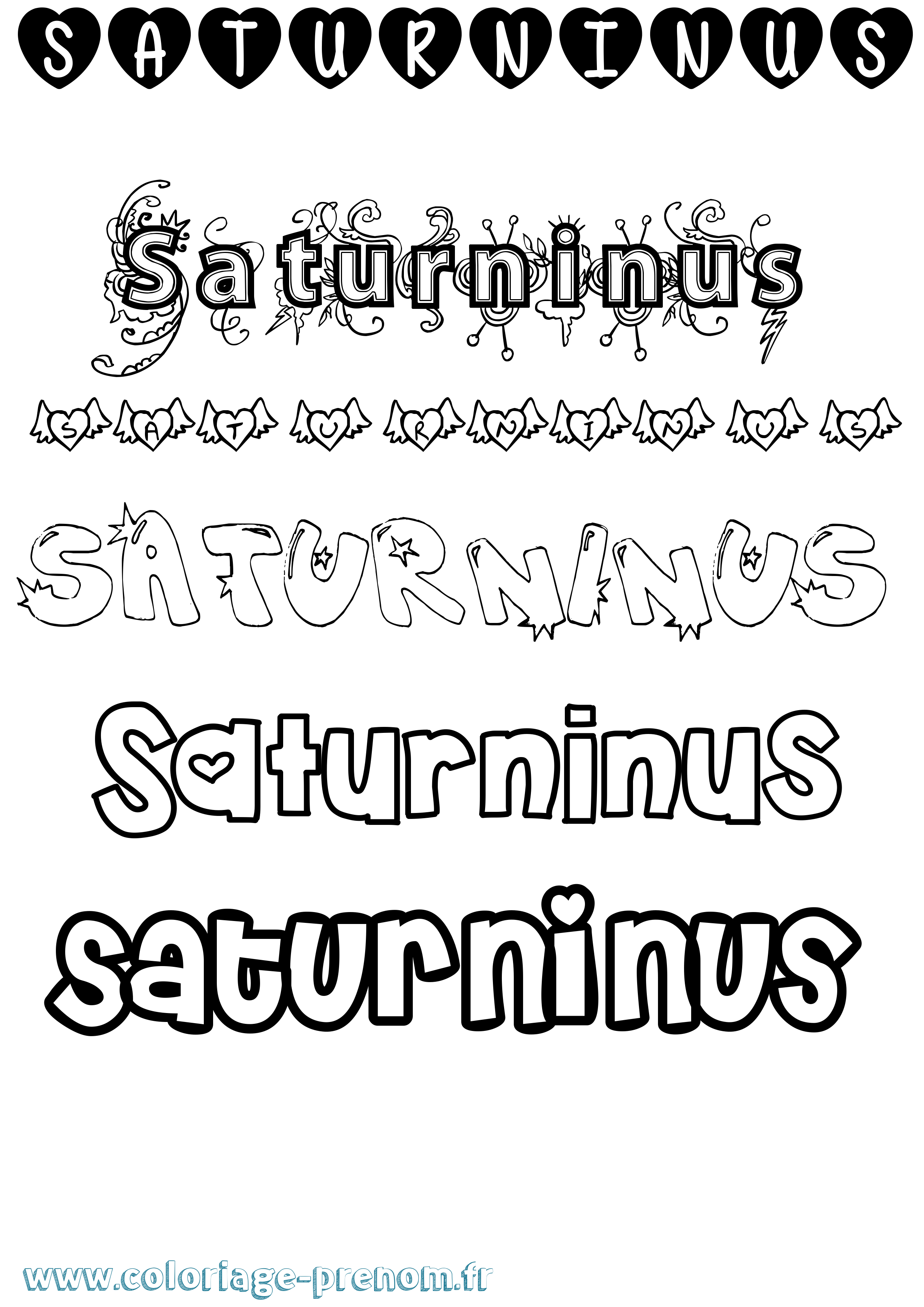 Coloriage Saturninus Girly Coloriage prénom Saturninus Girly