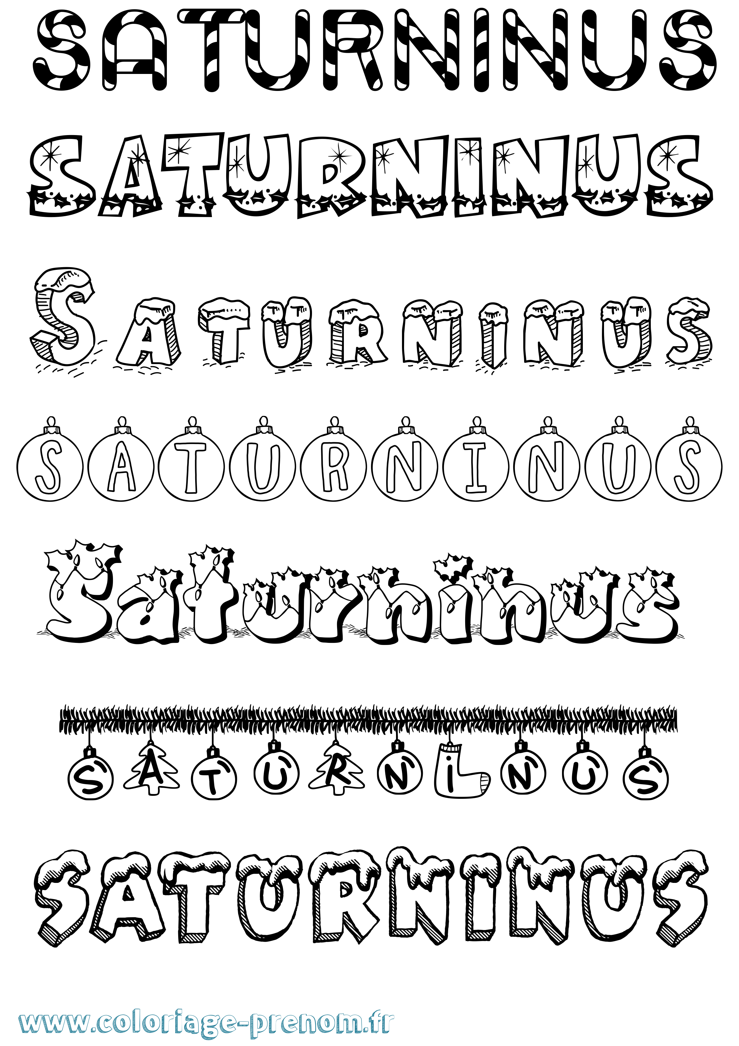 Coloriage Saturninus Noël Coloriage prénom Saturninus Noël