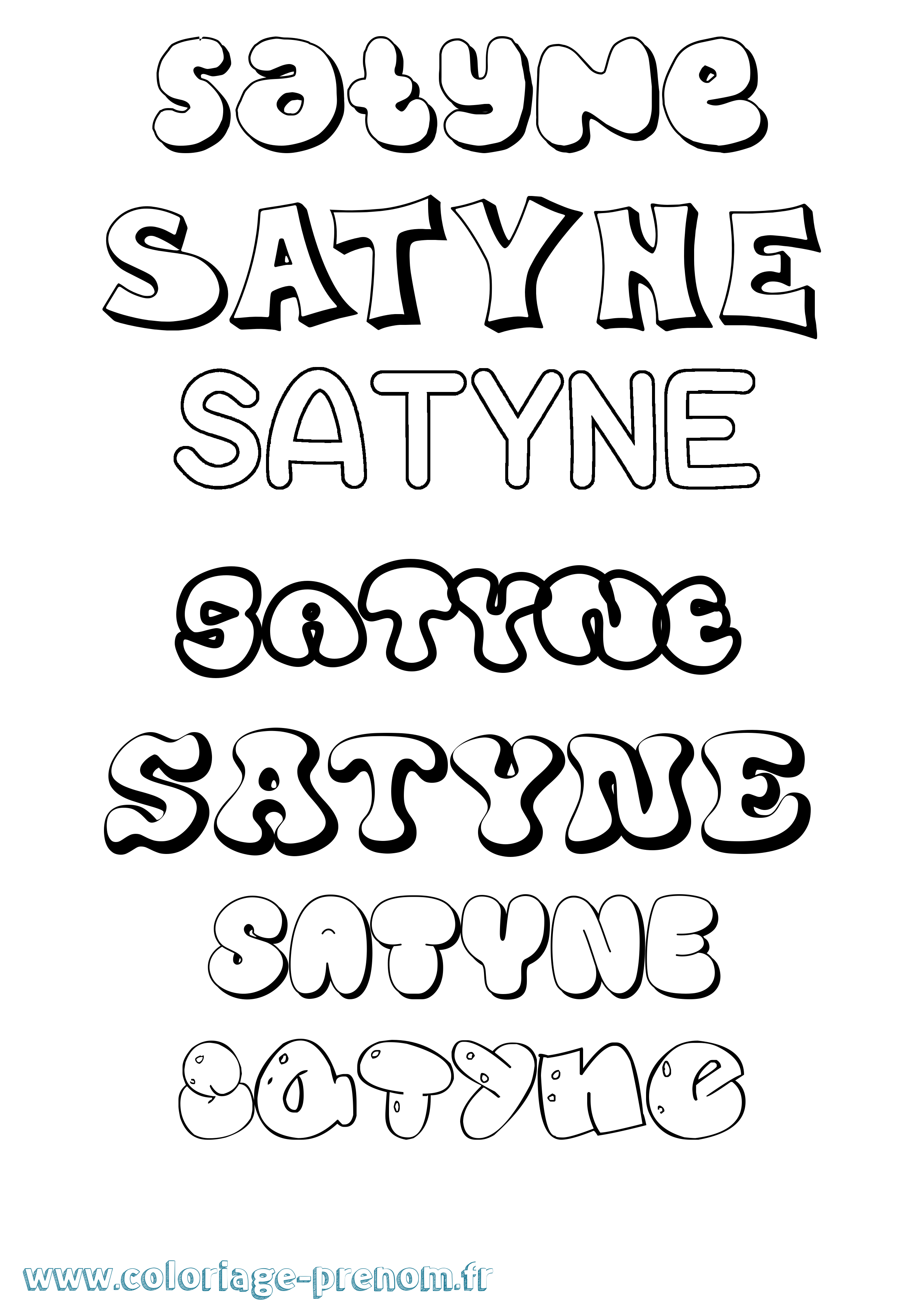 Coloriage Satyne Bubble Coloriage prénom Satyne Bubble
