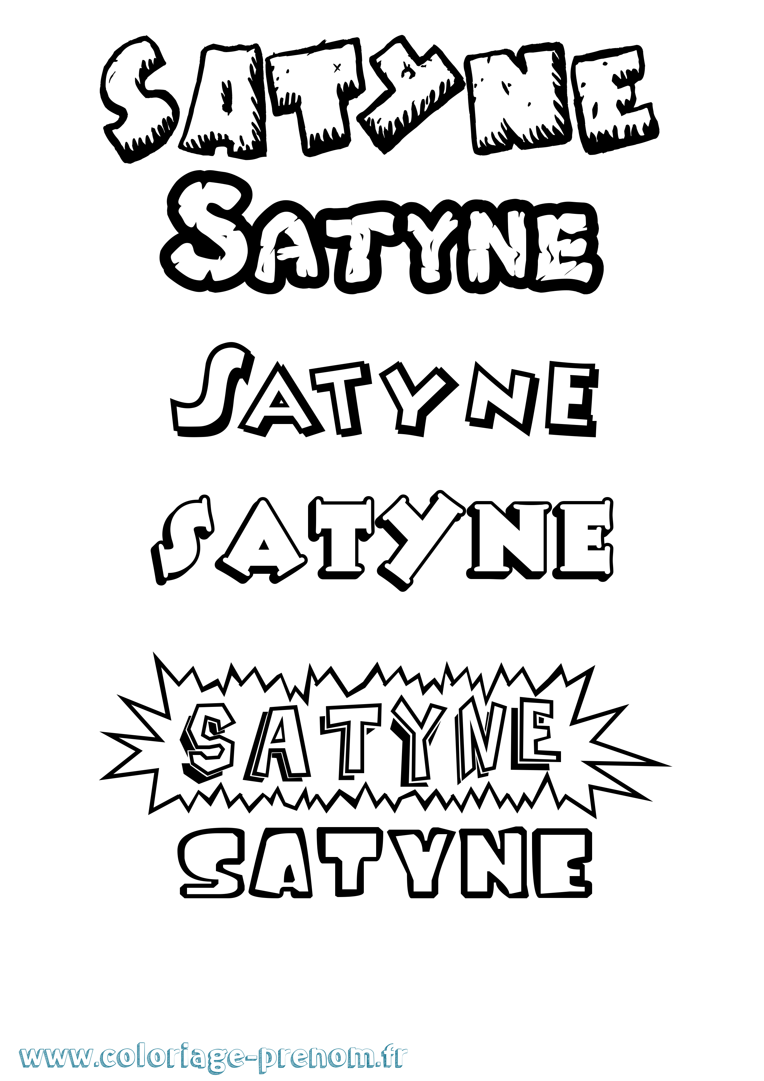 Coloriage Satyne Dessin Animé Coloriage prénom Satyne Dessin Animé