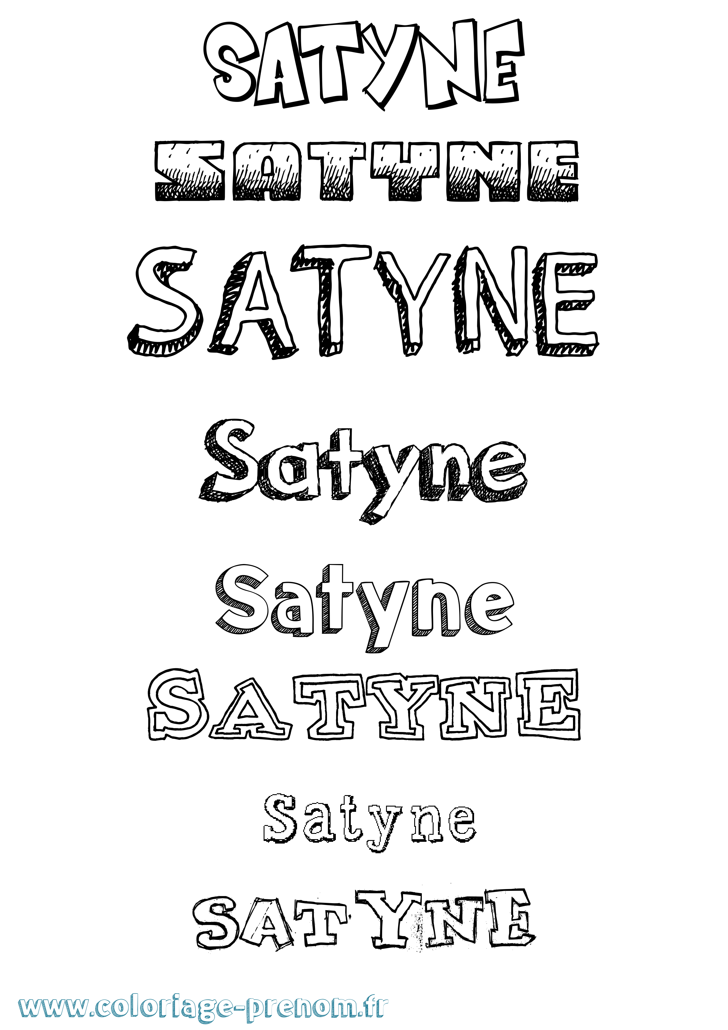 Coloriage Satyne Dessiné Coloriage prénom Satyne Dessiné