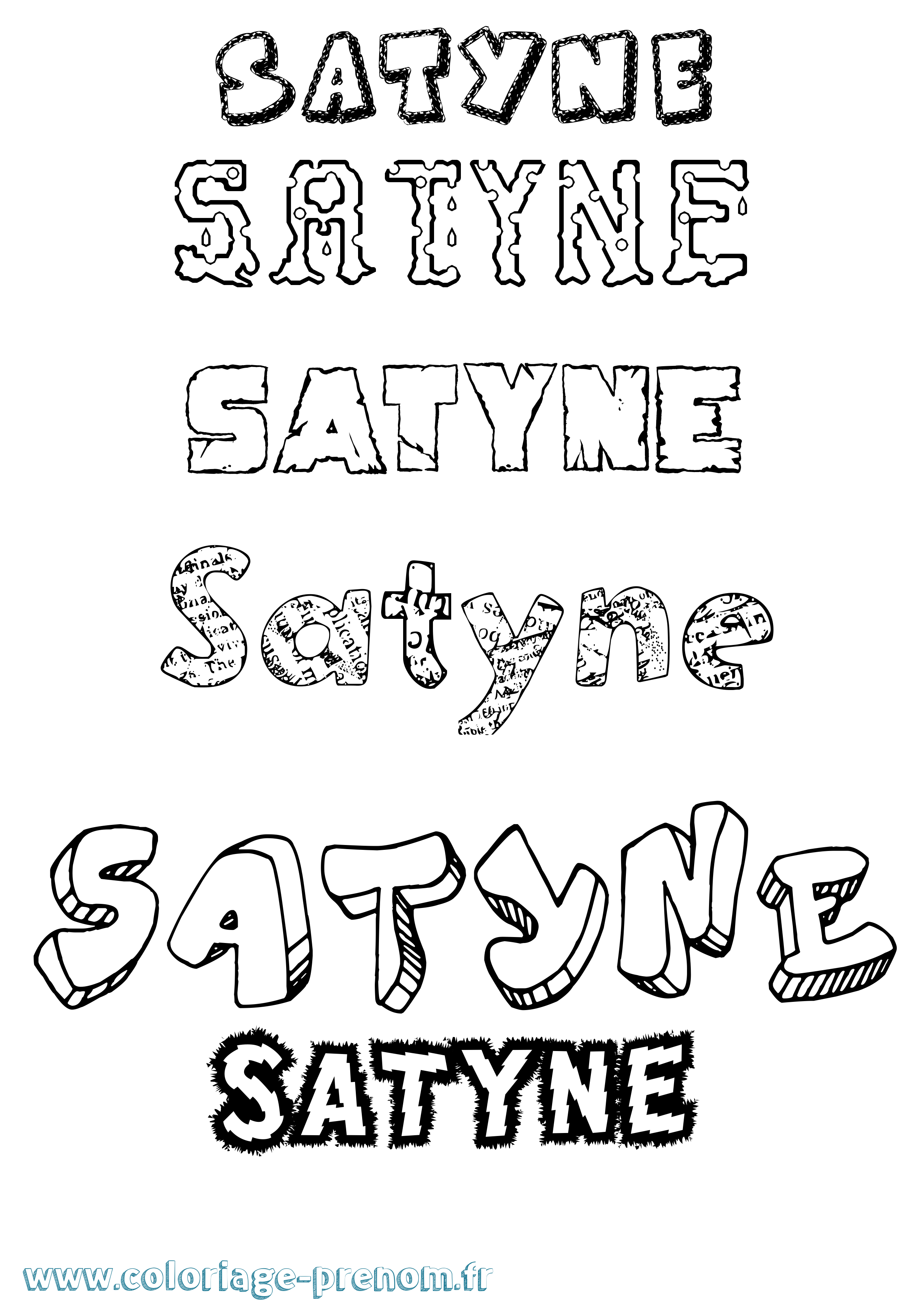 Coloriage Satyne Destructuré Coloriage prénom Satyne Destructuré