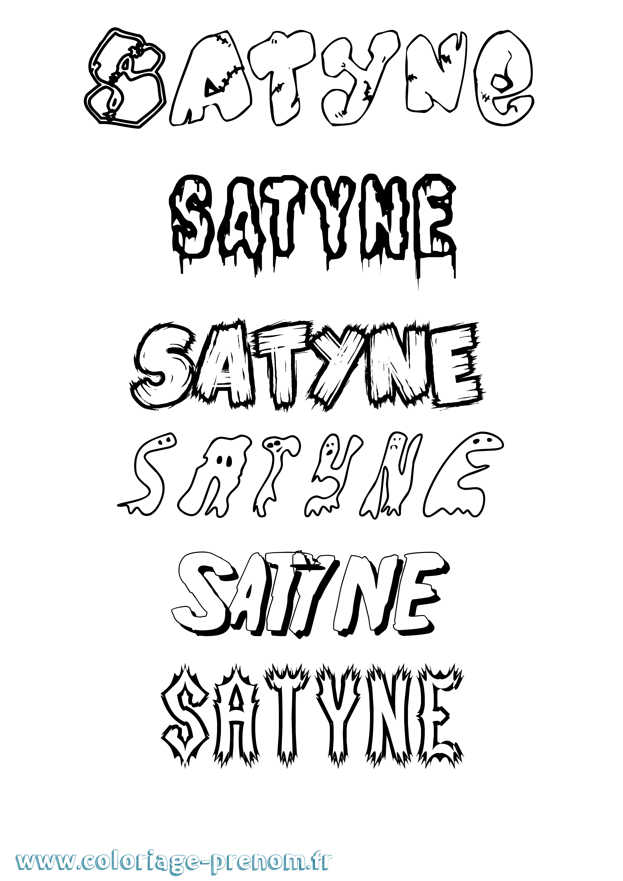 Coloriage Satyne Frisson Coloriage prénom Satyne Frisson