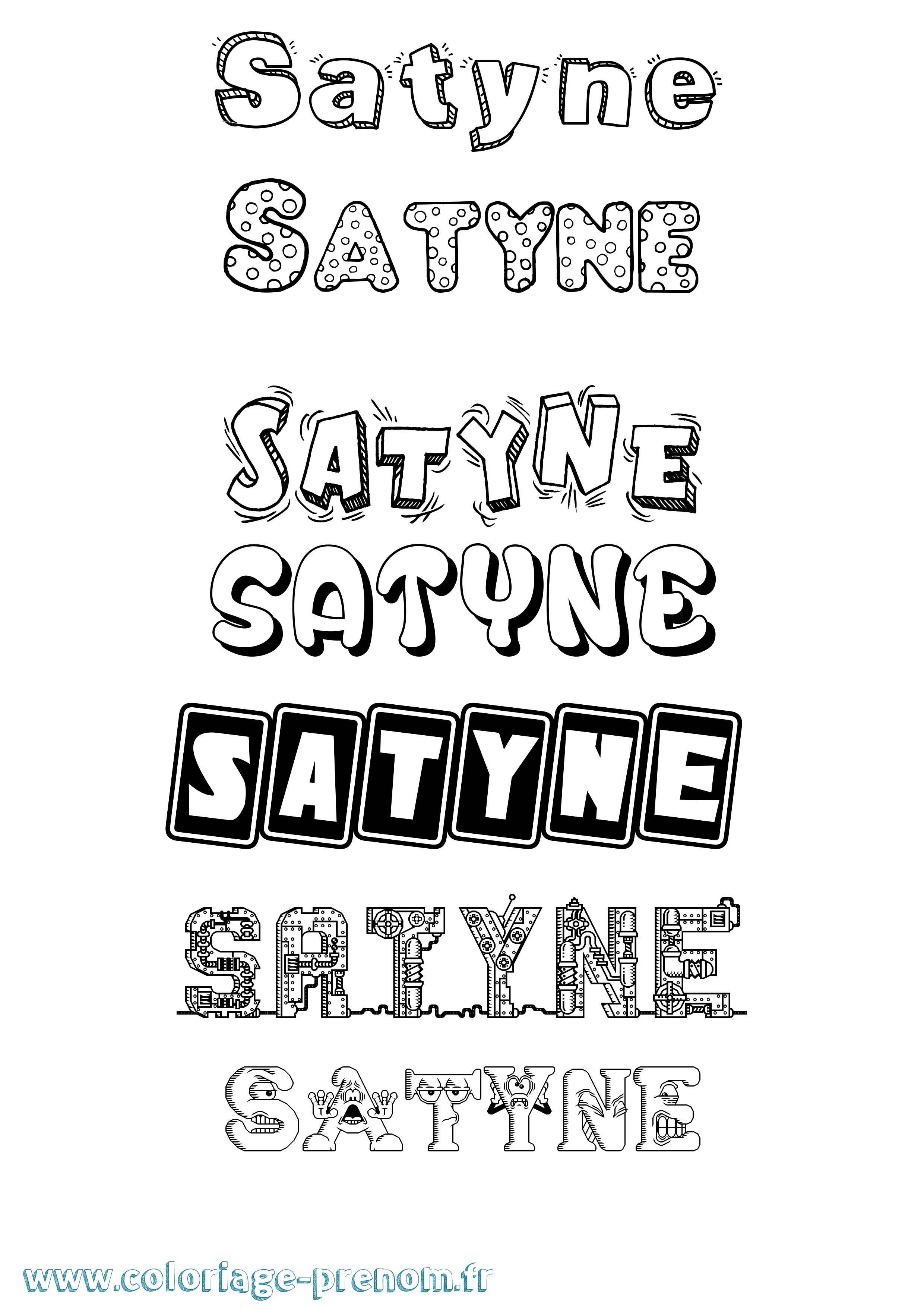 Coloriage Satyne Fun Coloriage prénom Satyne Fun