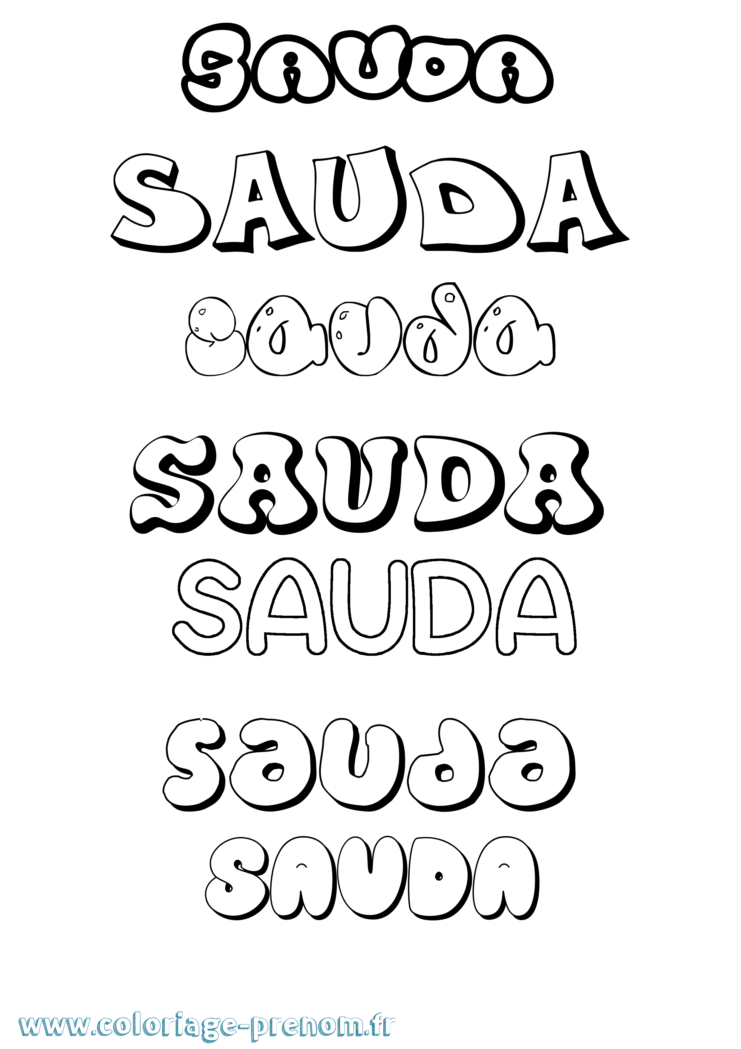 Coloriage Sauda Bubble Coloriage prénom Sauda Bubble