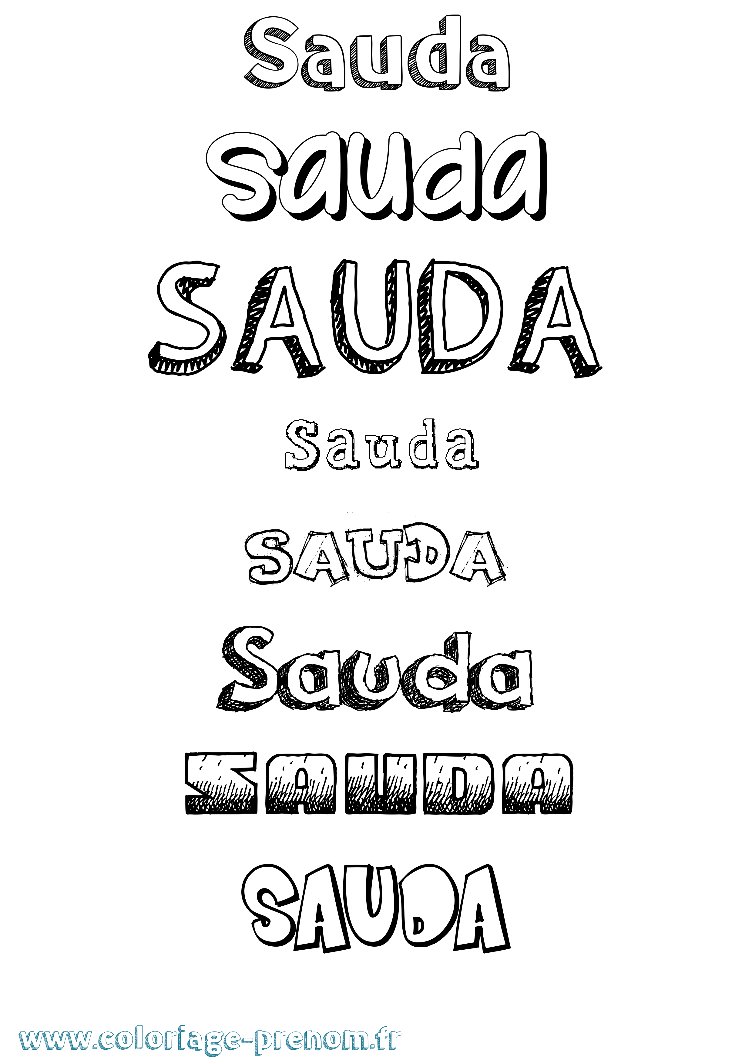 Coloriage Sauda Dessiné Coloriage prénom Sauda Dessiné