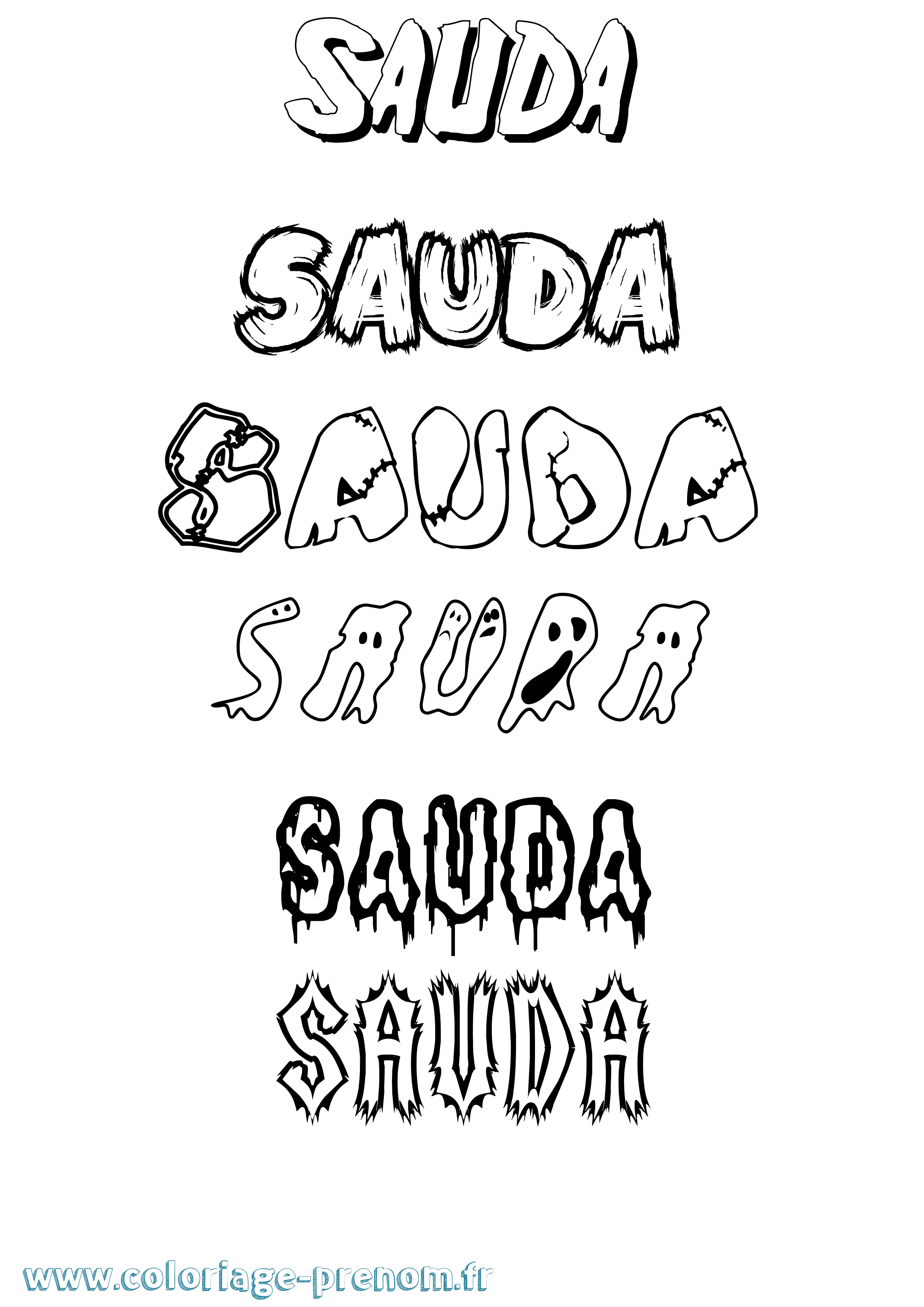 Coloriage Sauda Frisson Coloriage prénom Sauda Frisson