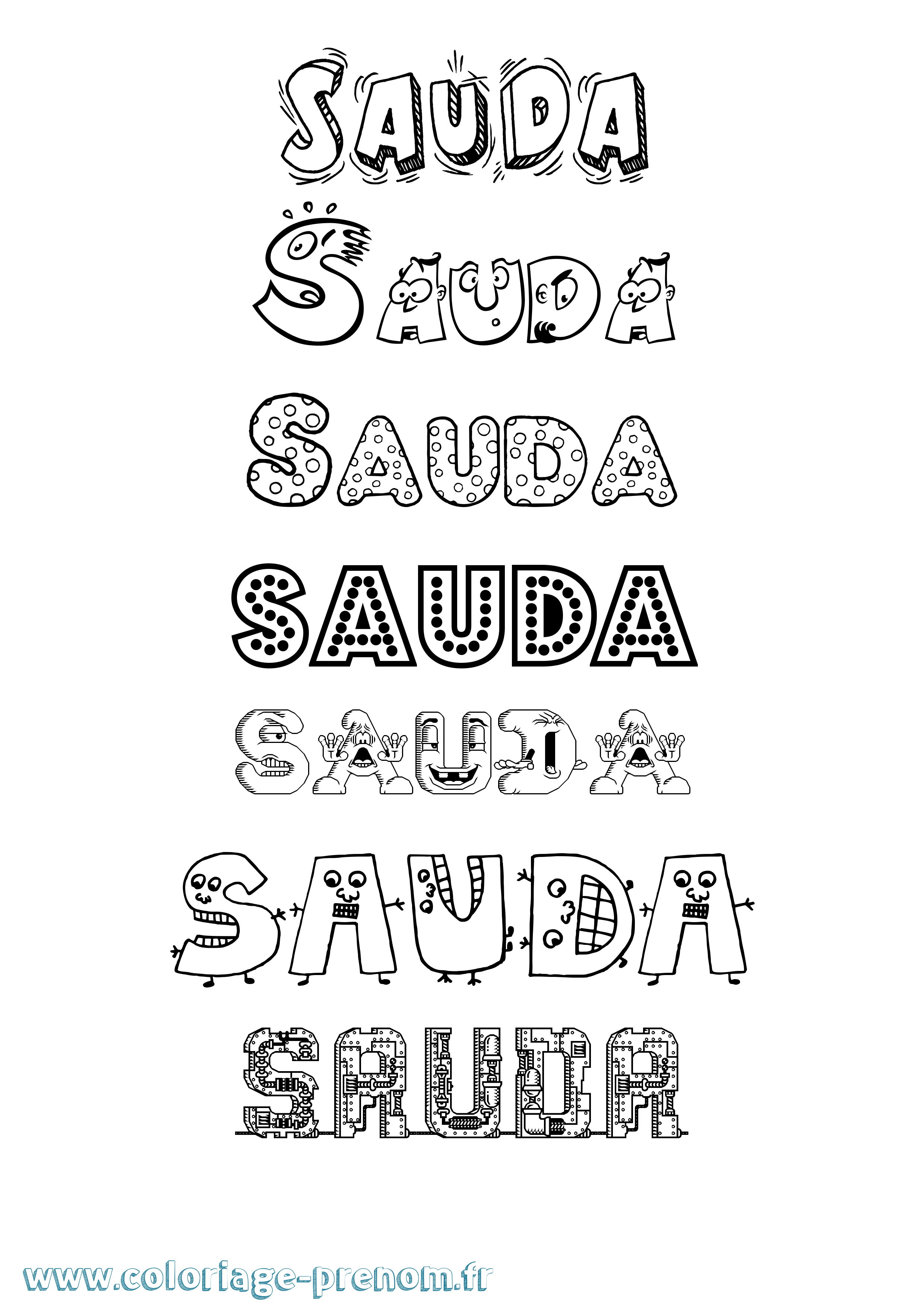 Coloriage Sauda Fun Coloriage prénom Sauda Fun