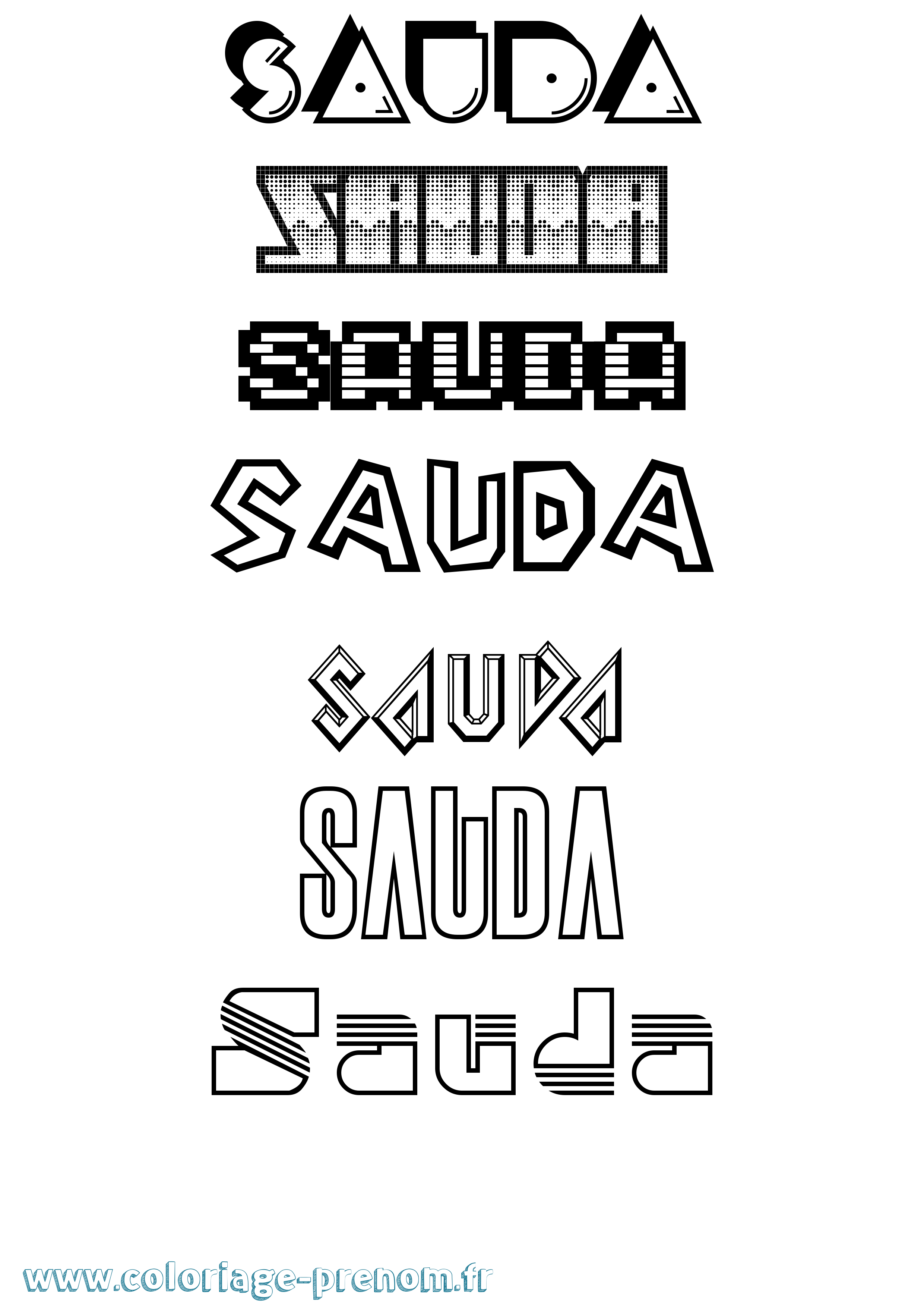 Coloriage Sauda Jeux Vidéos Coloriage prénom Sauda Jeux Vidéos