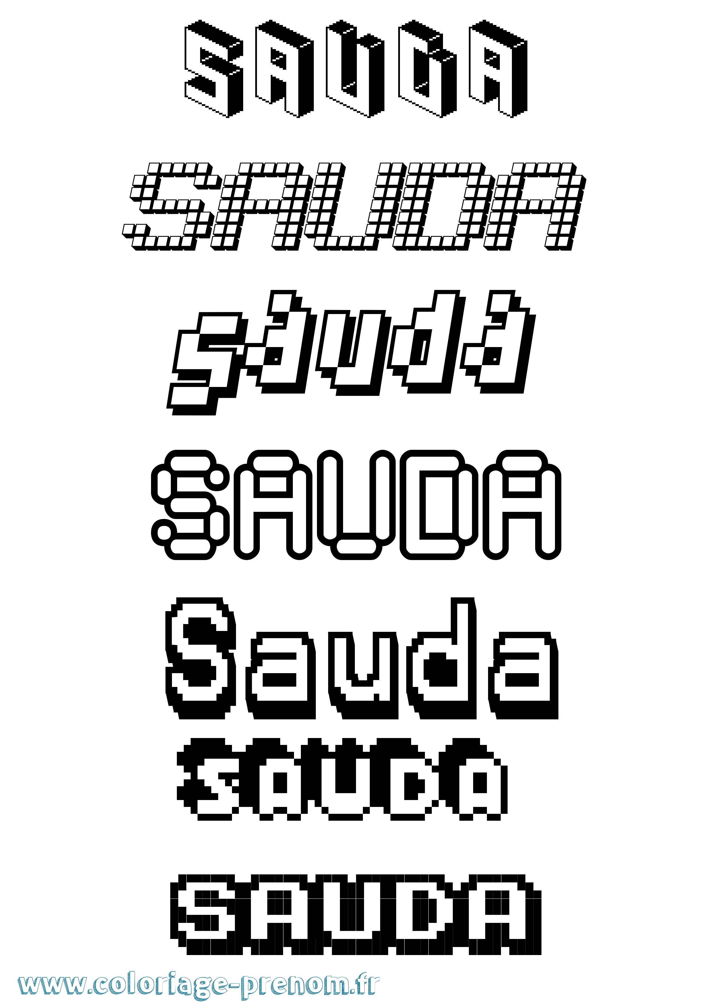 Coloriage Sauda Pixel Coloriage prénom Sauda Pixel