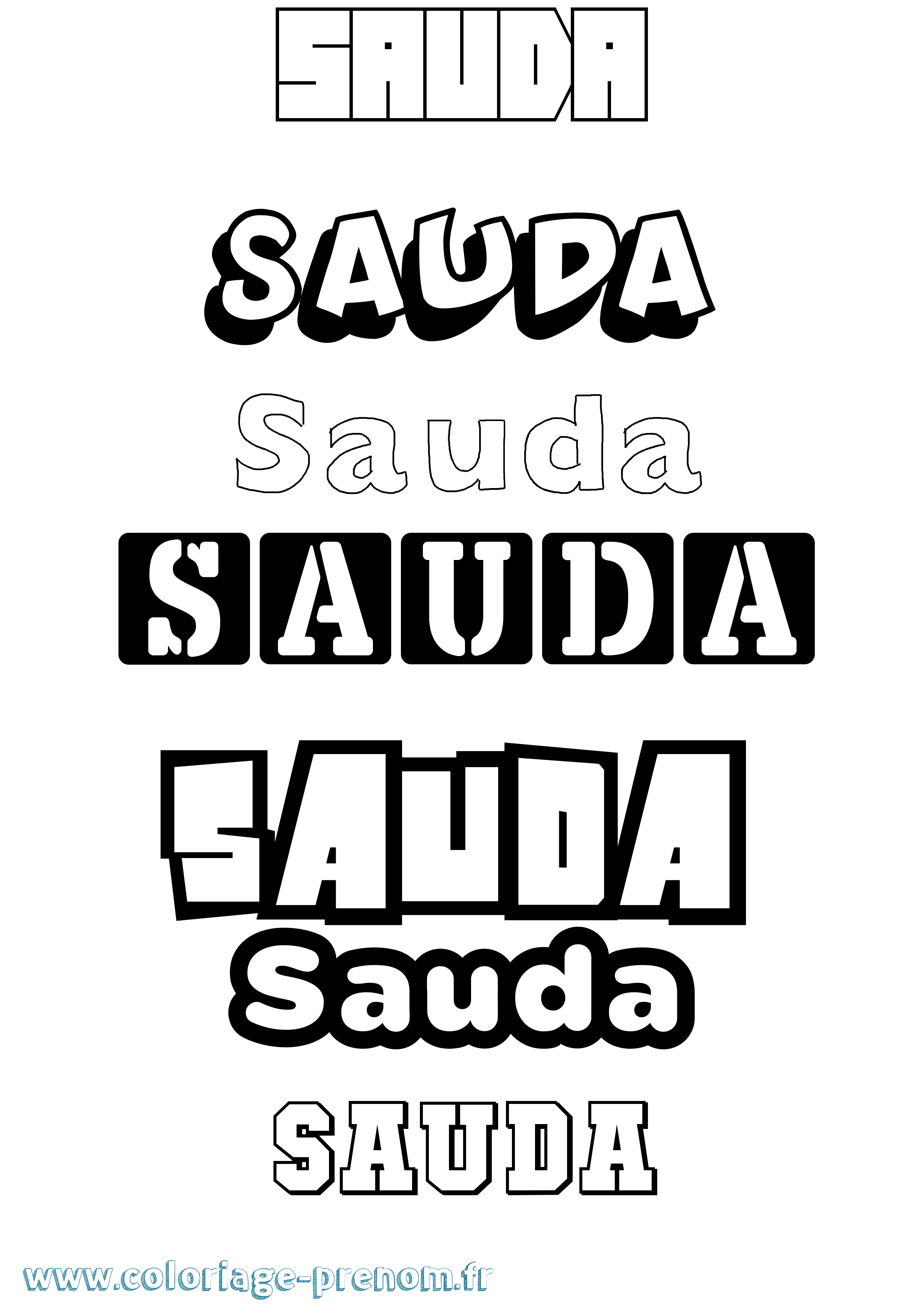Coloriage Sauda Simple Coloriage prénom Sauda Simple