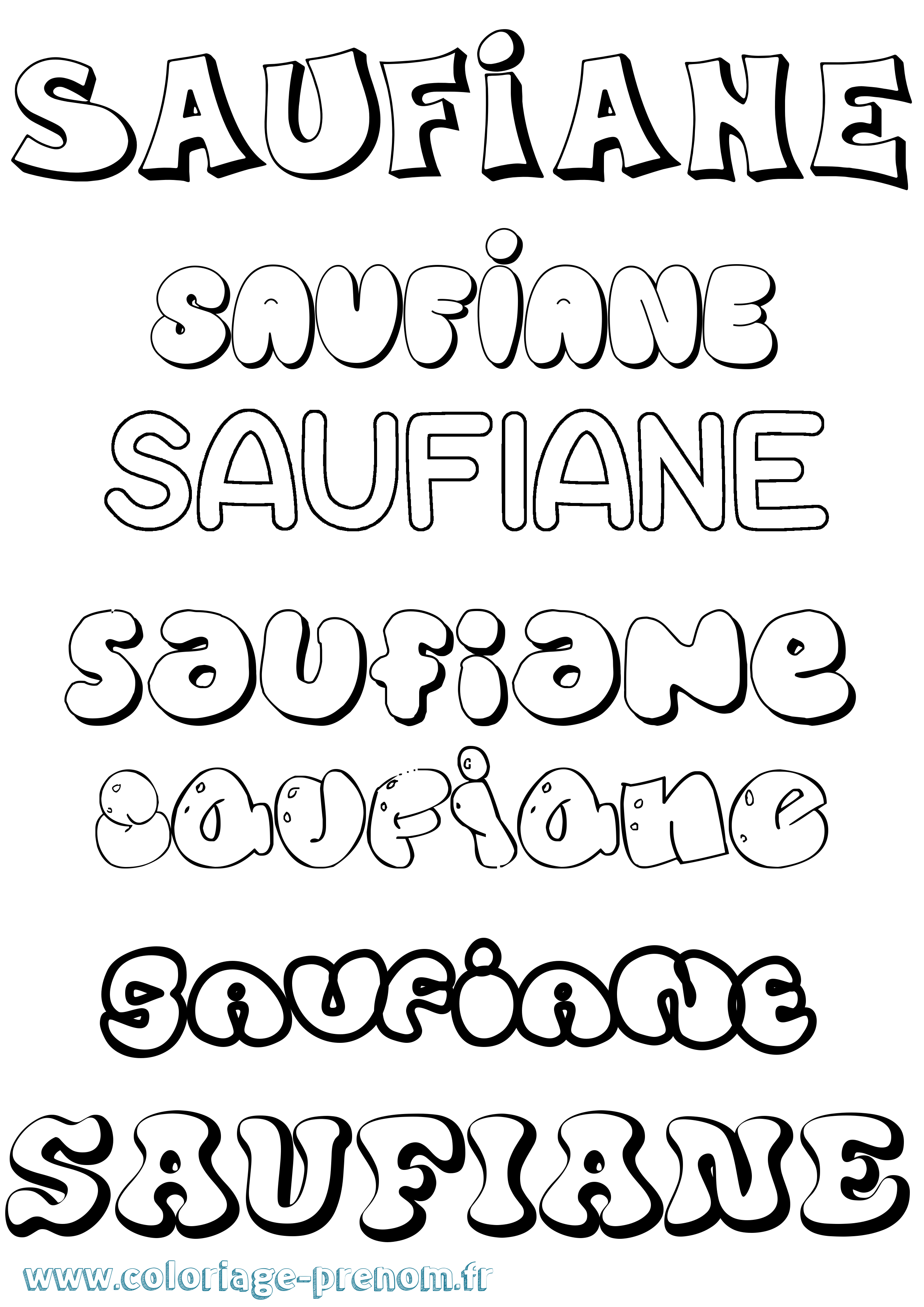 Coloriage Saufiane Bubble Coloriage prénom Saufiane Bubble