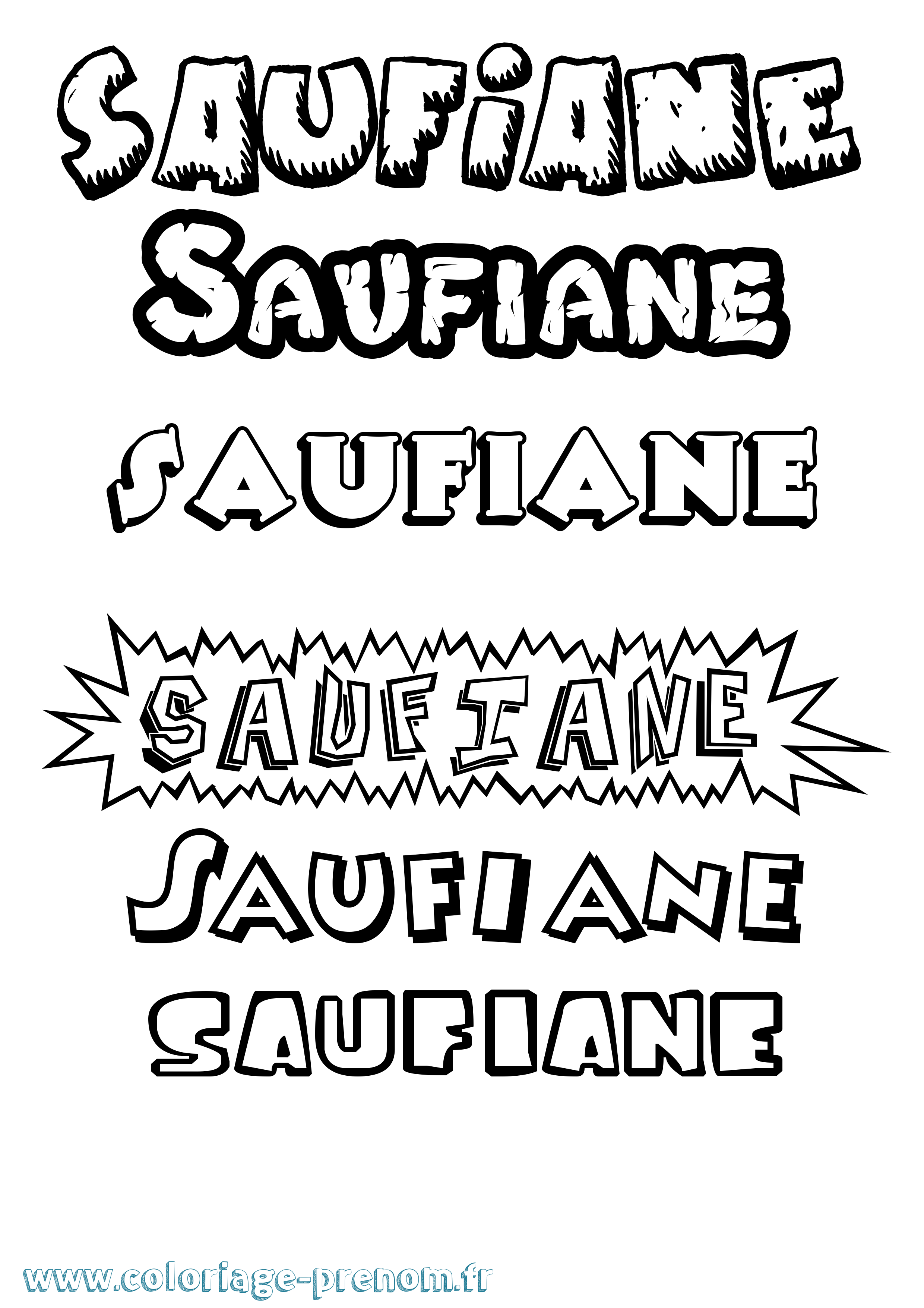 Coloriage Saufiane Dessin Animé Coloriage prénom Saufiane Dessin Animé