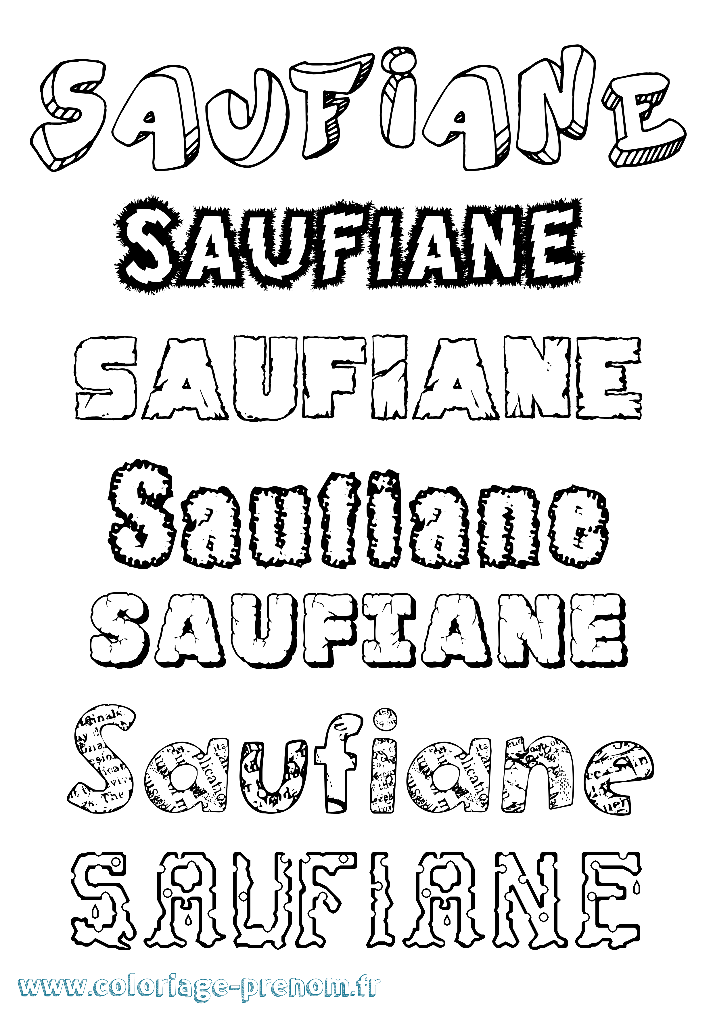 Coloriage Saufiane Destructuré Coloriage prénom Saufiane Destructuré