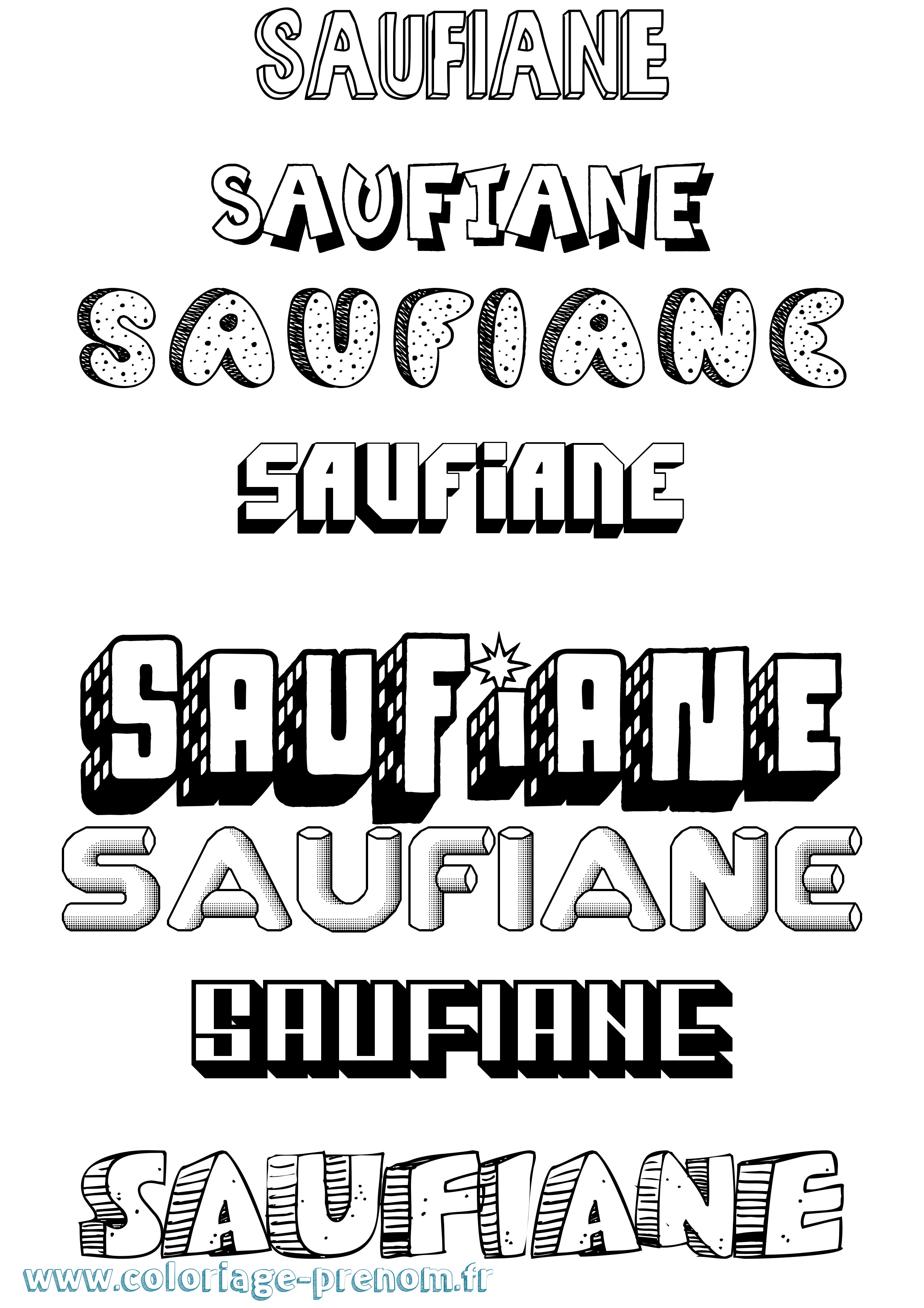 Coloriage Saufiane Effet 3D Coloriage prénom Saufiane Effet 3D