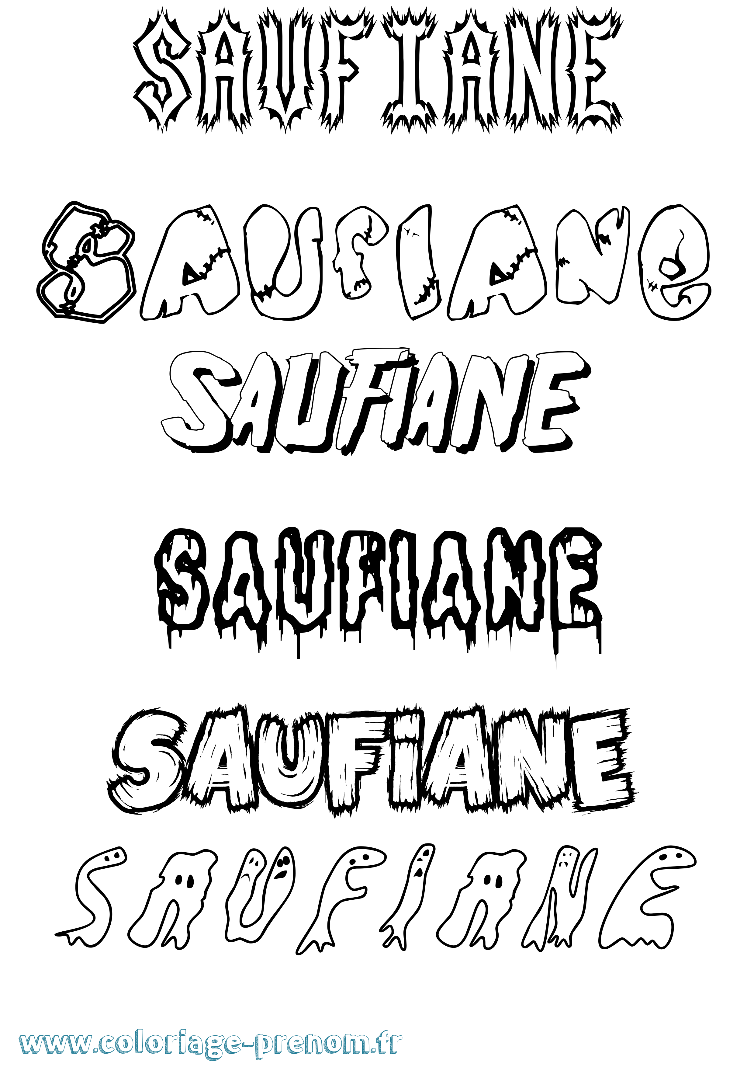 Coloriage Saufiane Frisson Coloriage prénom Saufiane Frisson