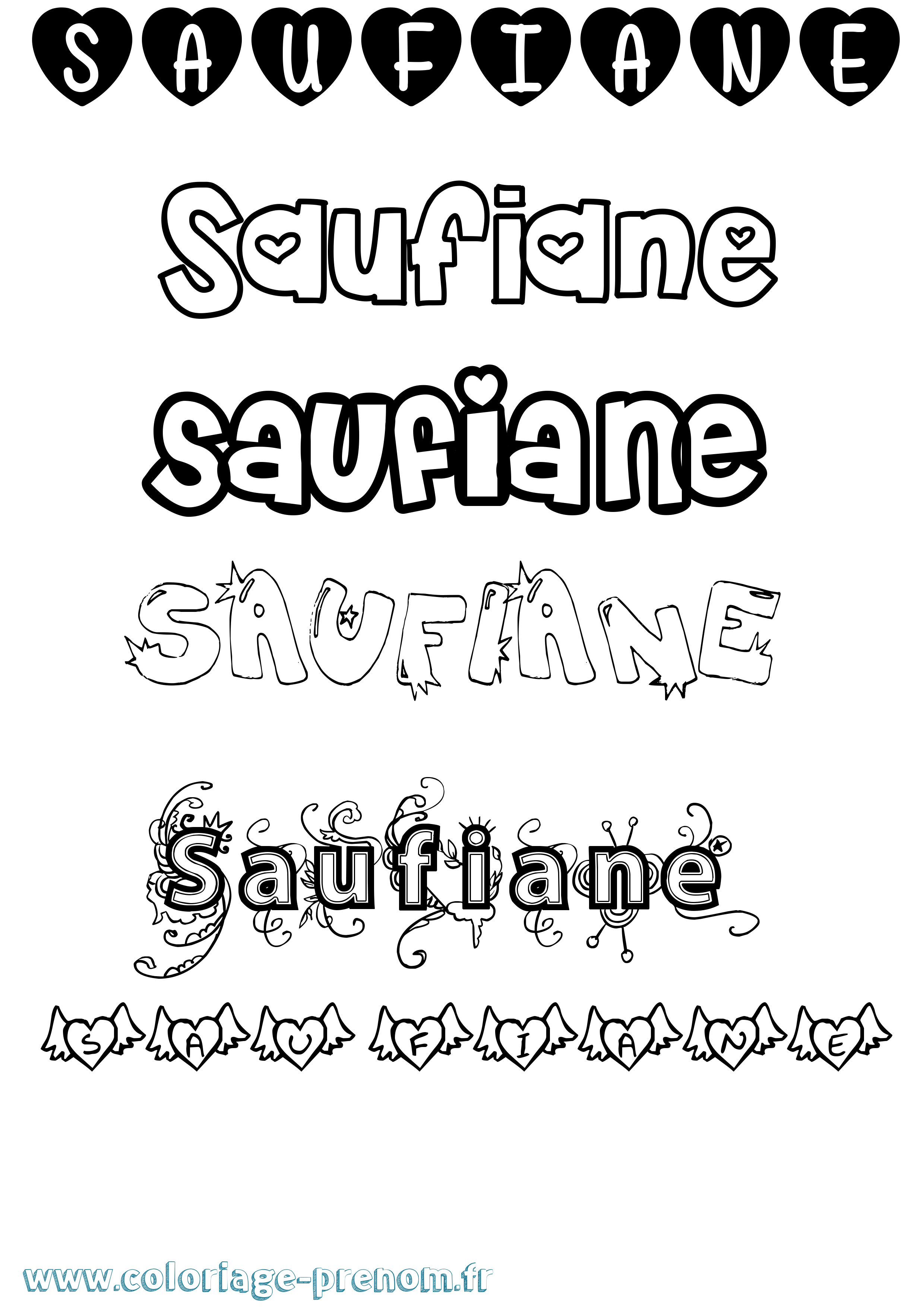 Coloriage Saufiane Girly Coloriage prénom Saufiane Girly