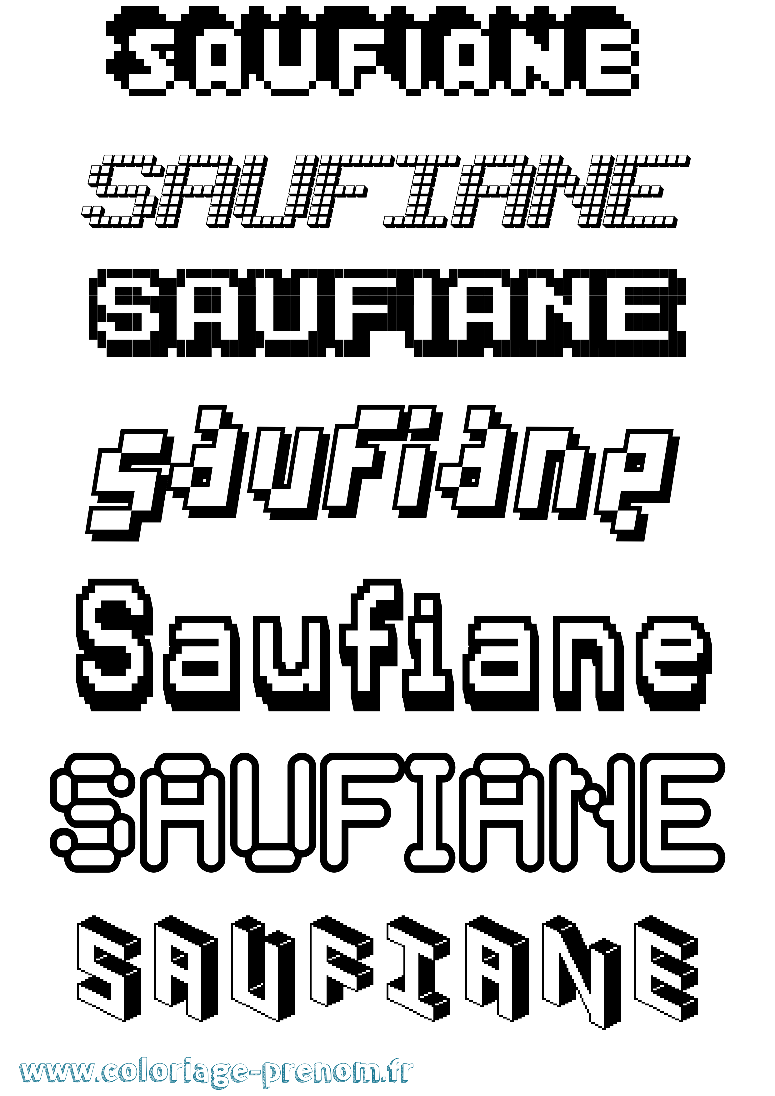 Coloriage Saufiane Pixel Coloriage prénom Saufiane Pixel