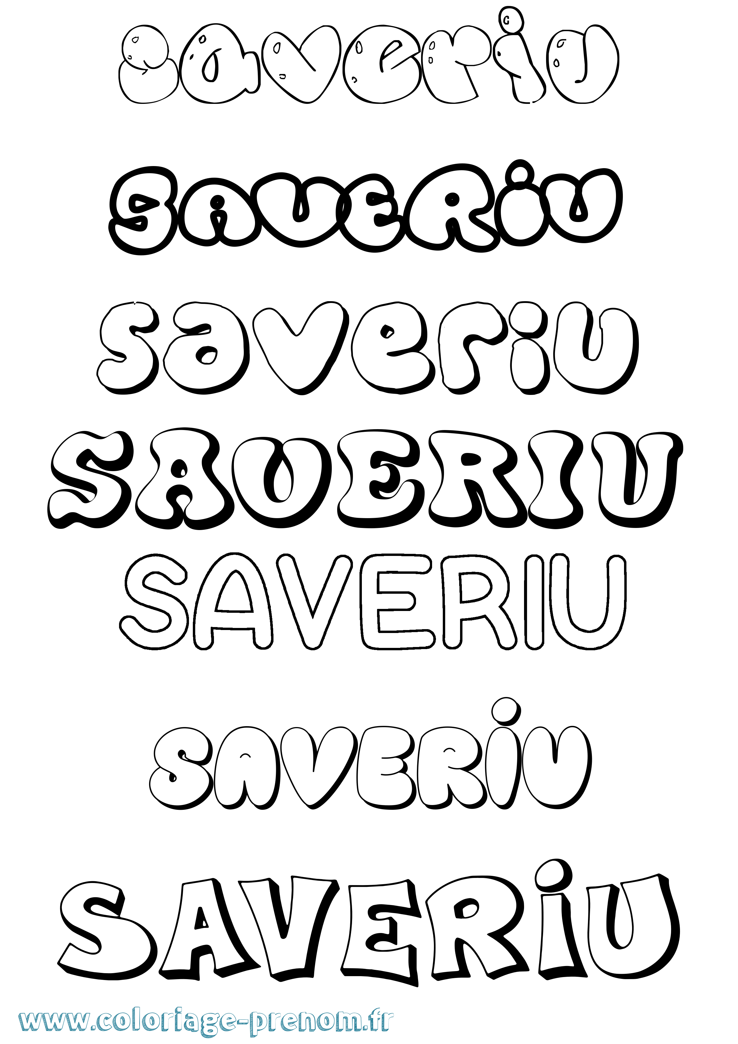 Coloriage Saveriu Bubble Coloriage prénom Saveriu Bubble