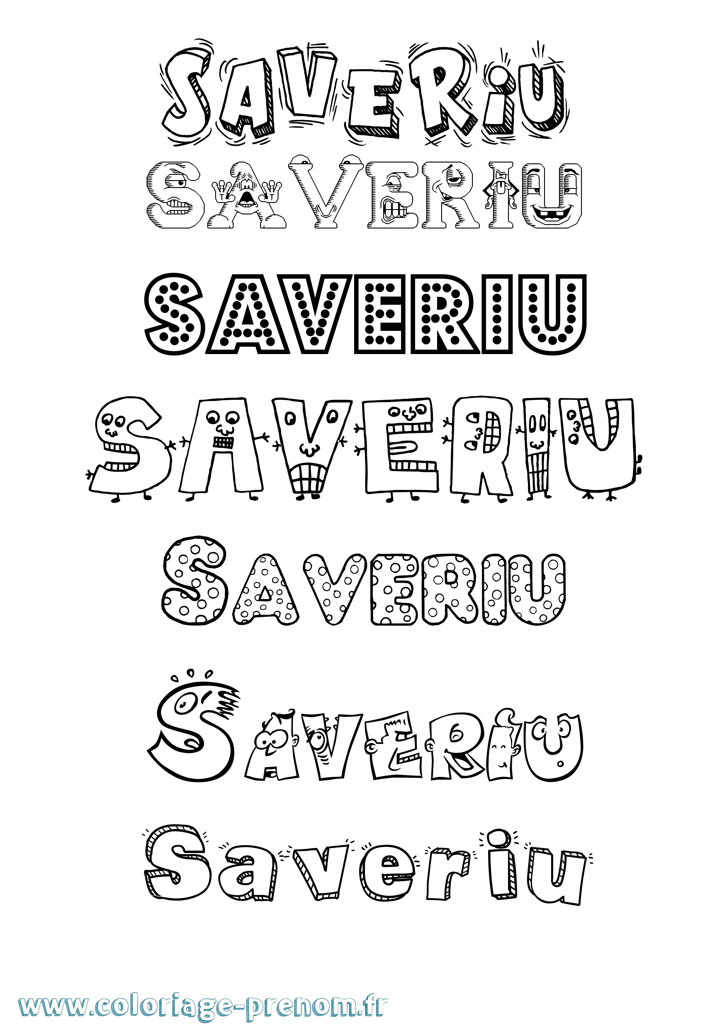 Coloriage Saveriu Fun Coloriage prénom Saveriu Fun