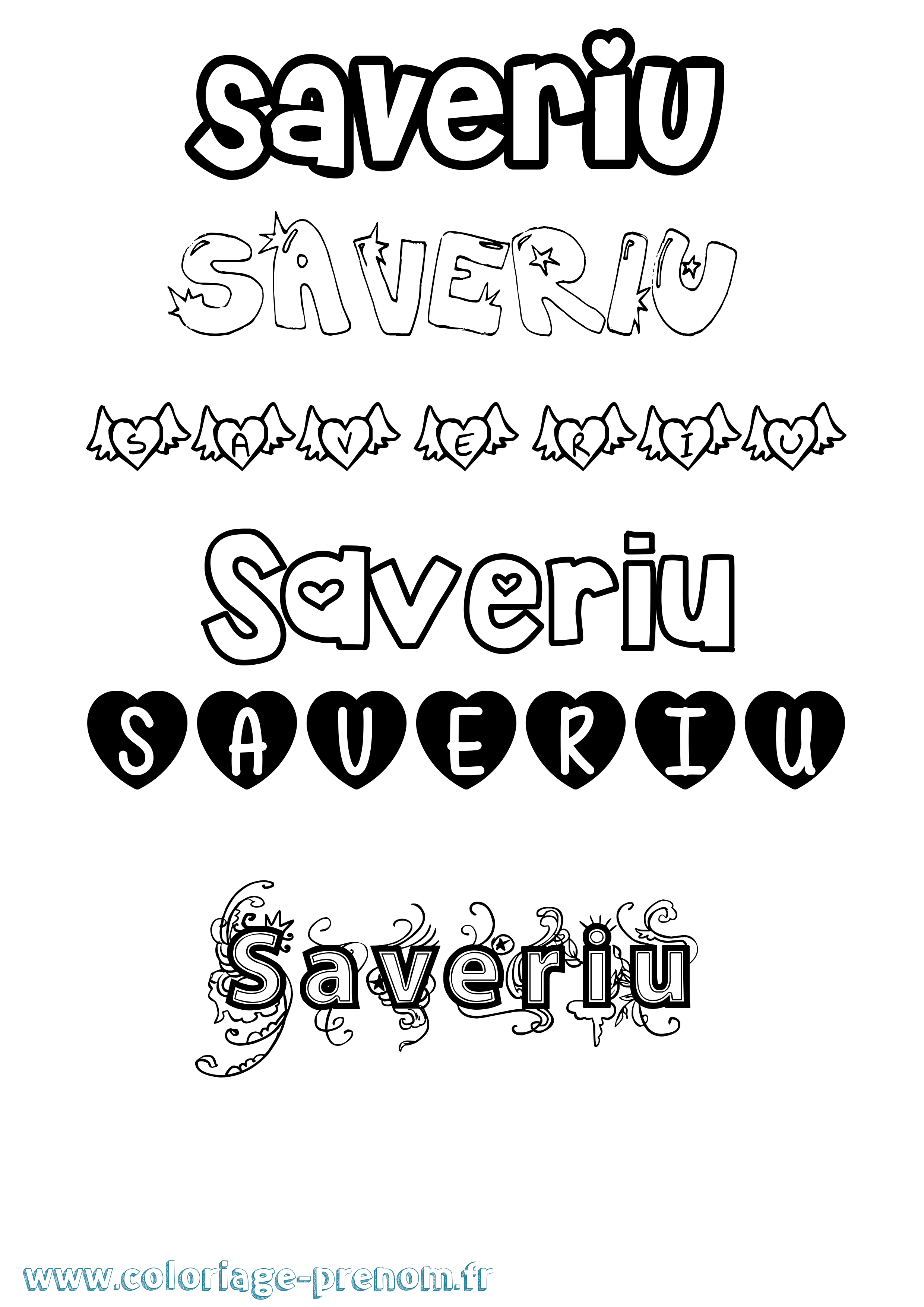 Coloriage Saveriu Girly Coloriage prénom Saveriu Girly