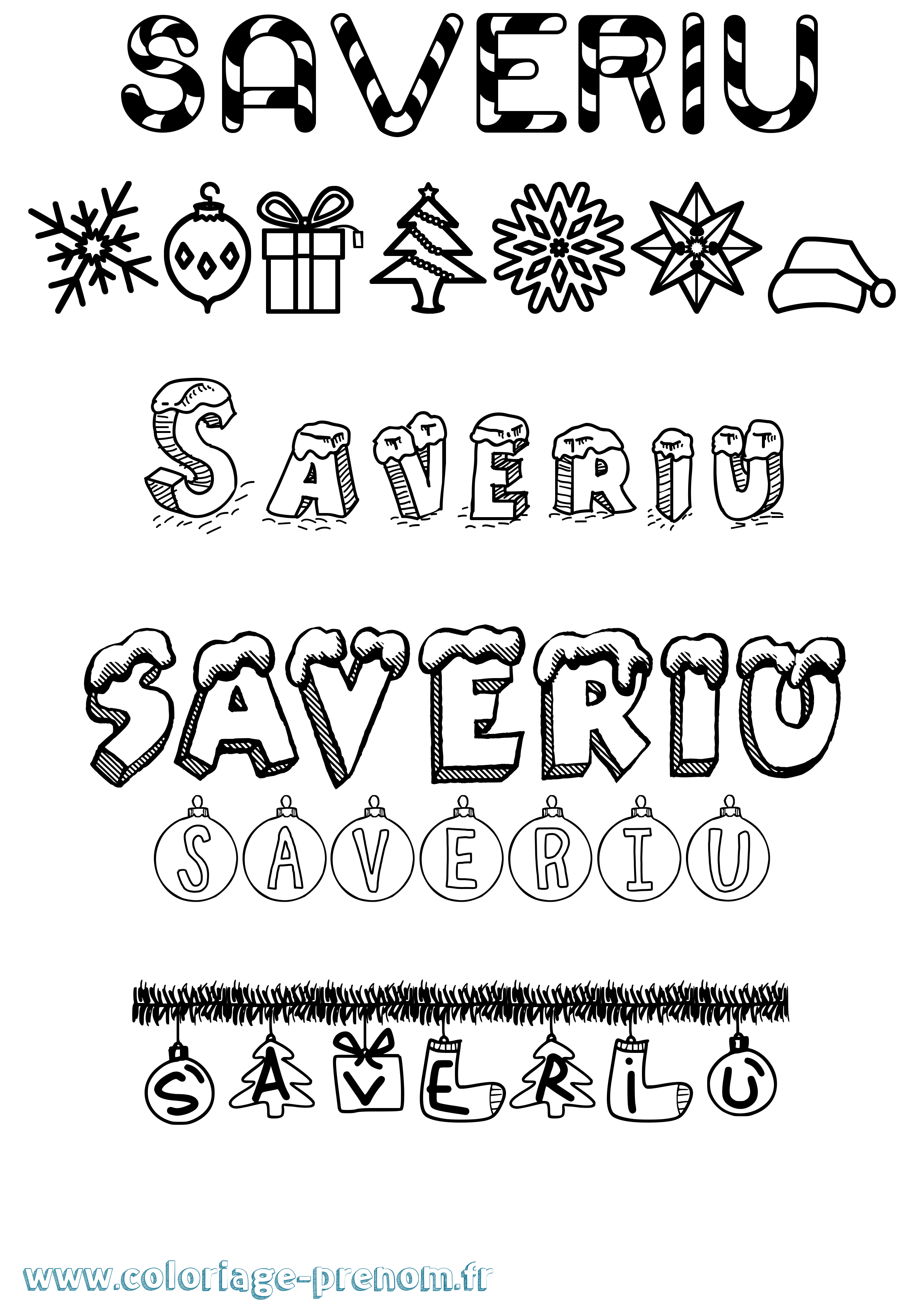 Coloriage Saveriu Noël Coloriage prénom Saveriu Noël