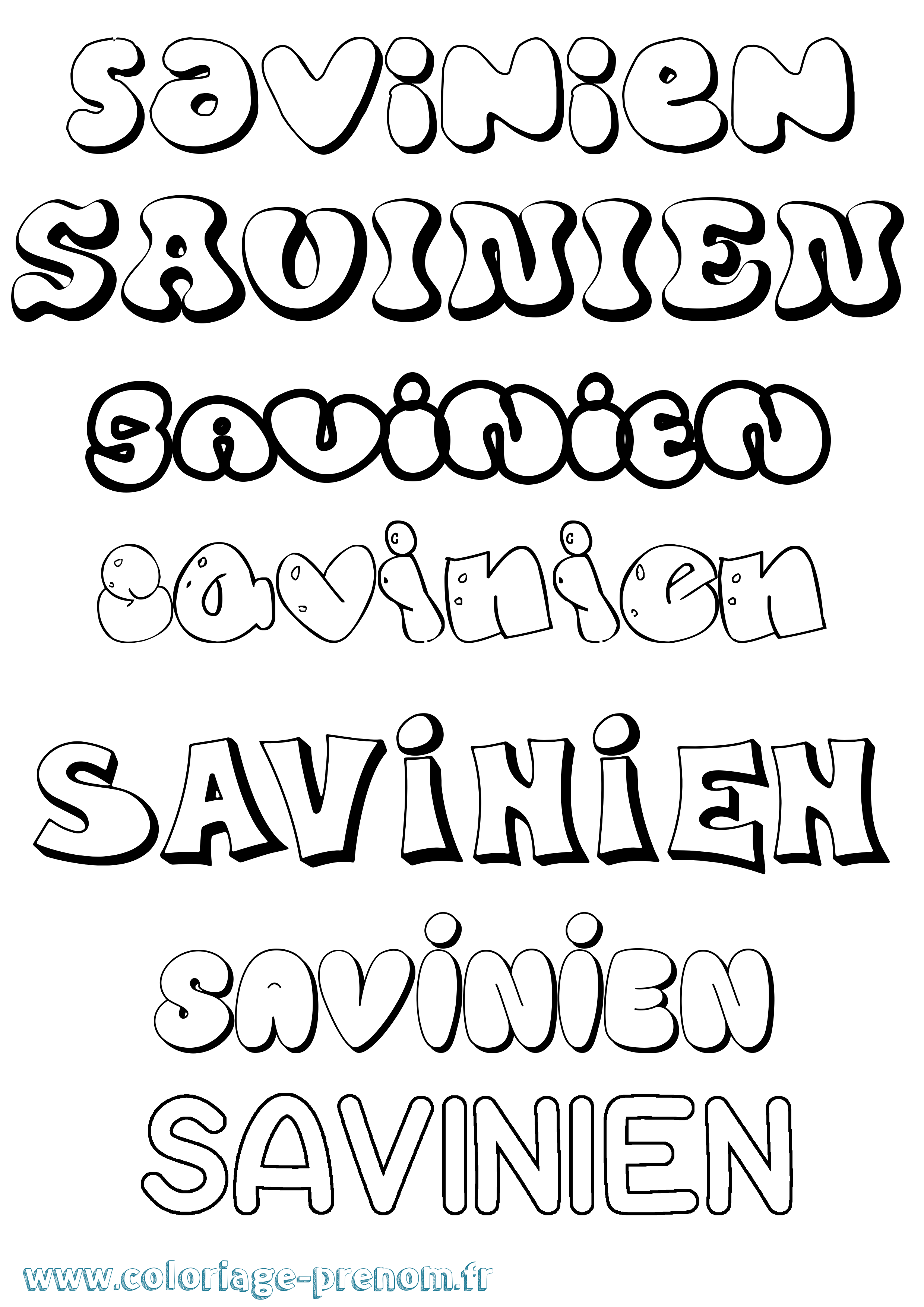 Coloriage Savinien Bubble Coloriage prénom Savinien Bubble