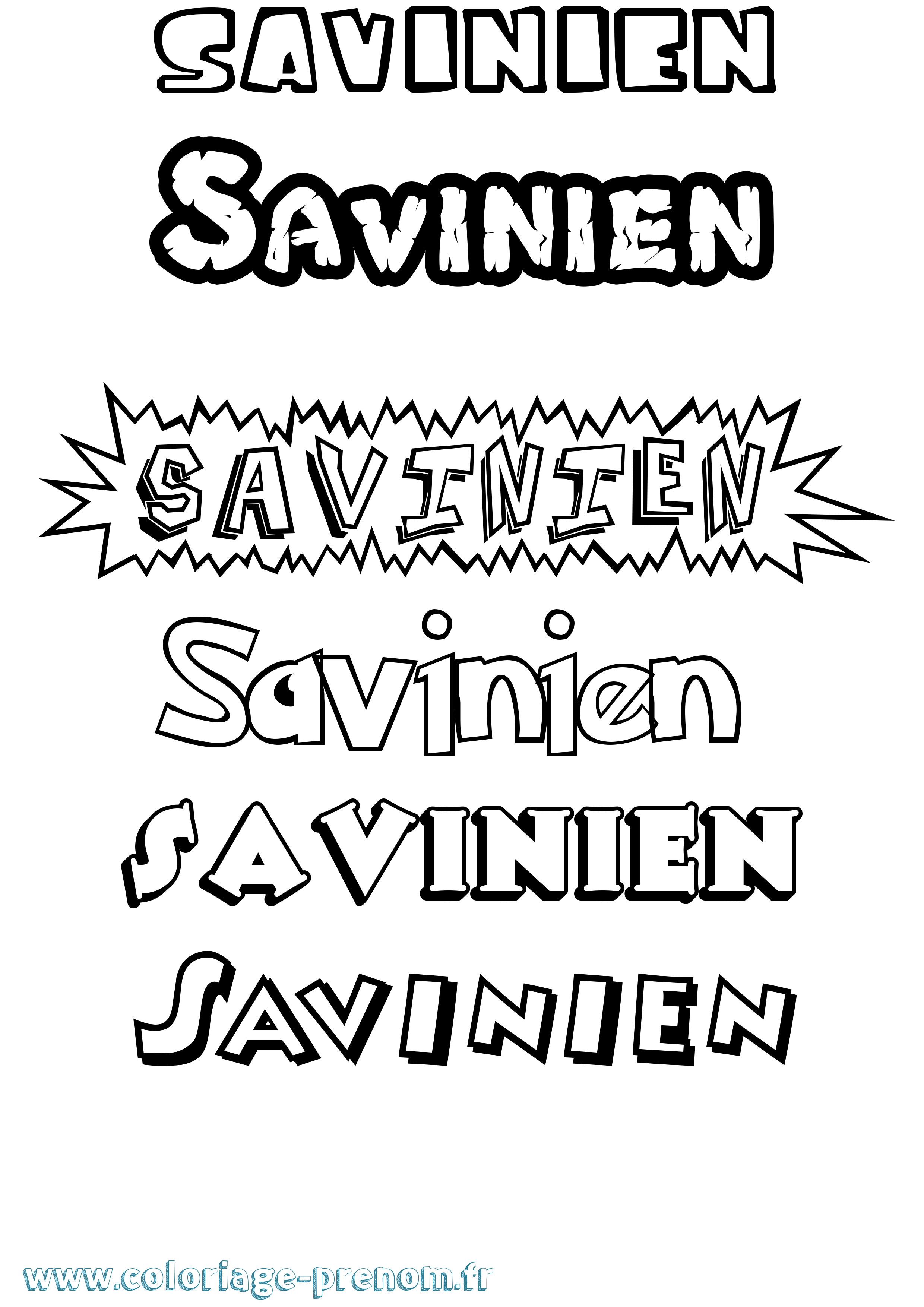 Coloriage Savinien Dessin Animé Coloriage prénom Savinien Dessin Animé