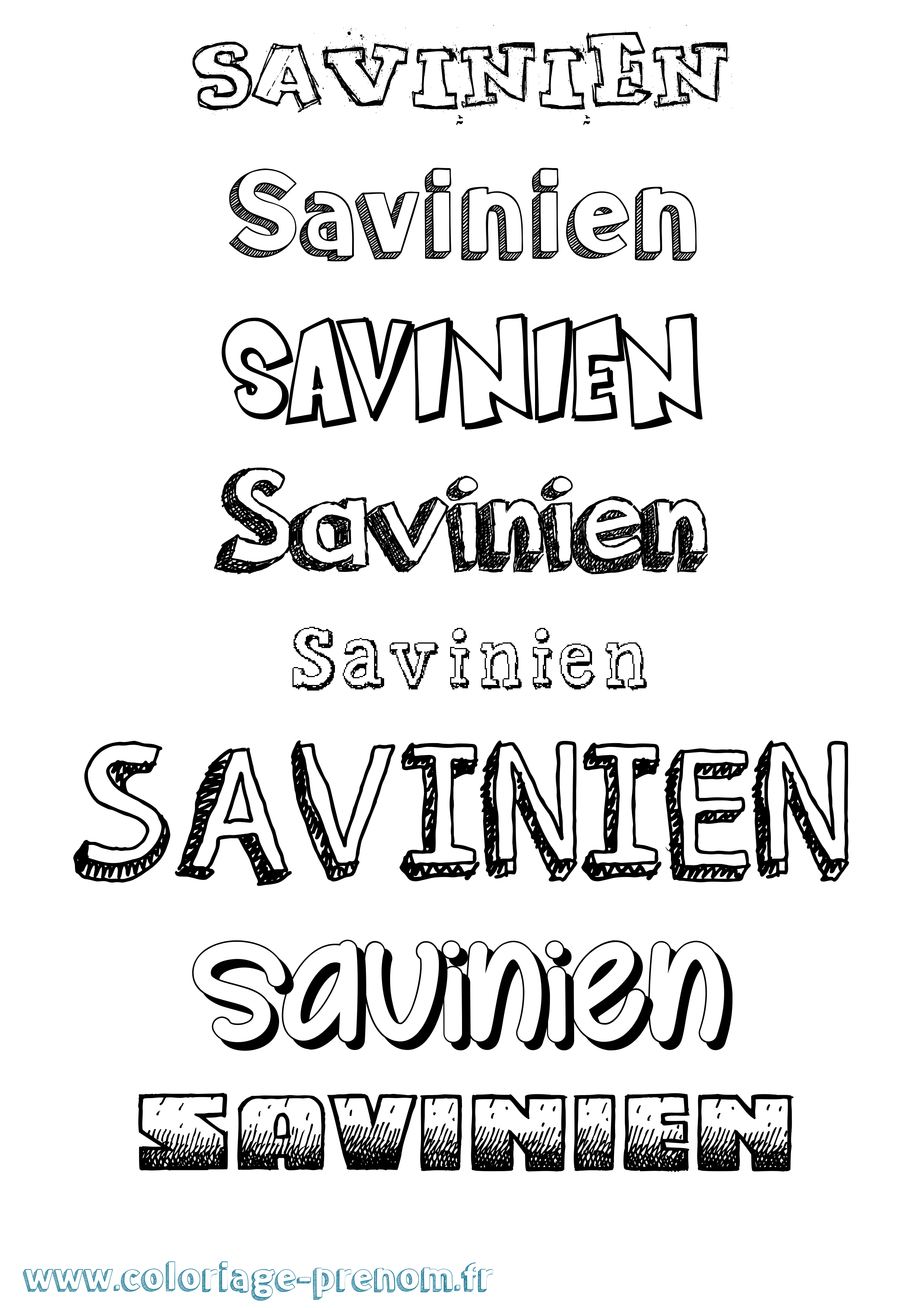 Coloriage Savinien Dessiné Coloriage prénom Savinien Dessiné