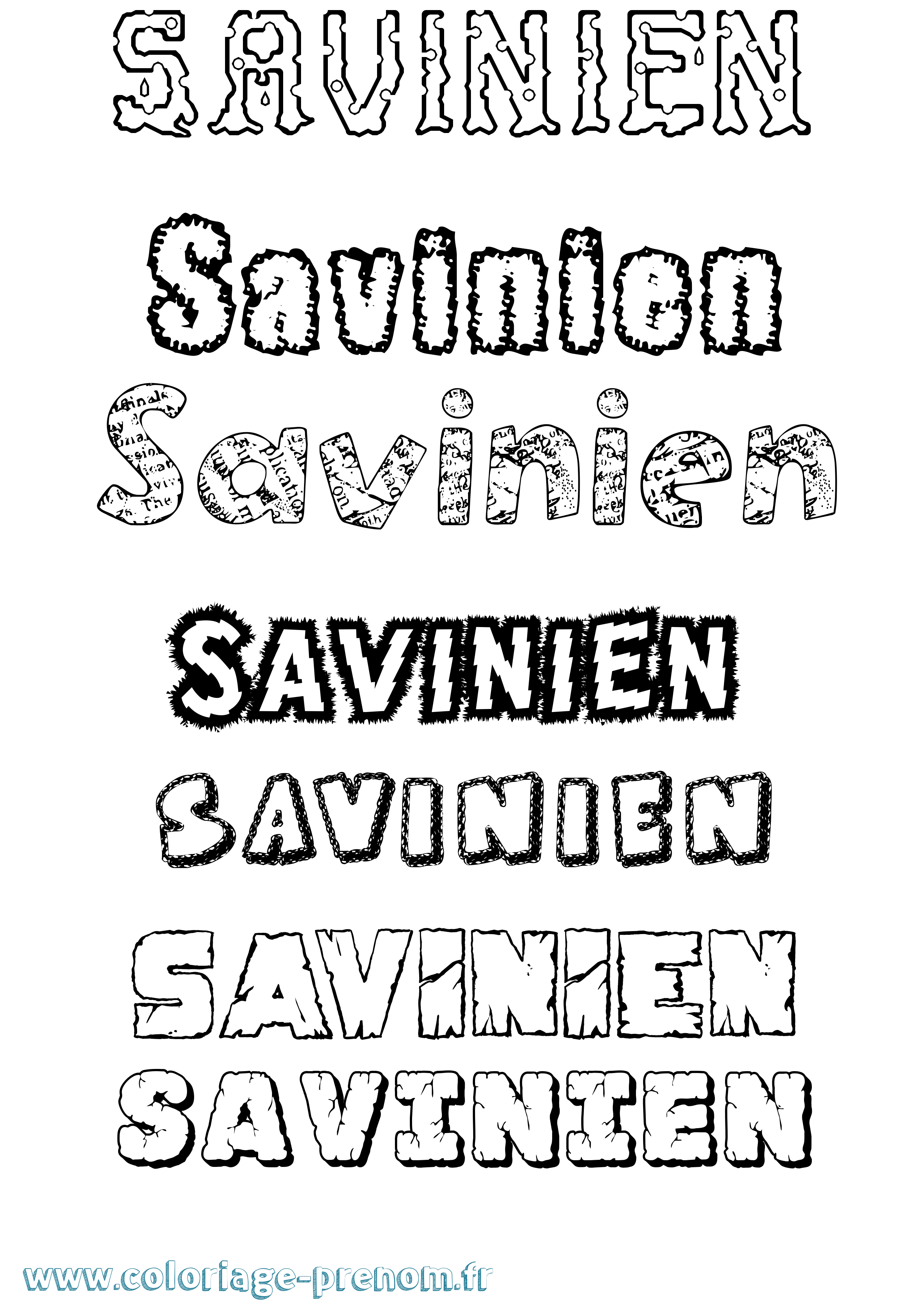 Coloriage Savinien Destructuré Coloriage prénom Savinien Destructuré