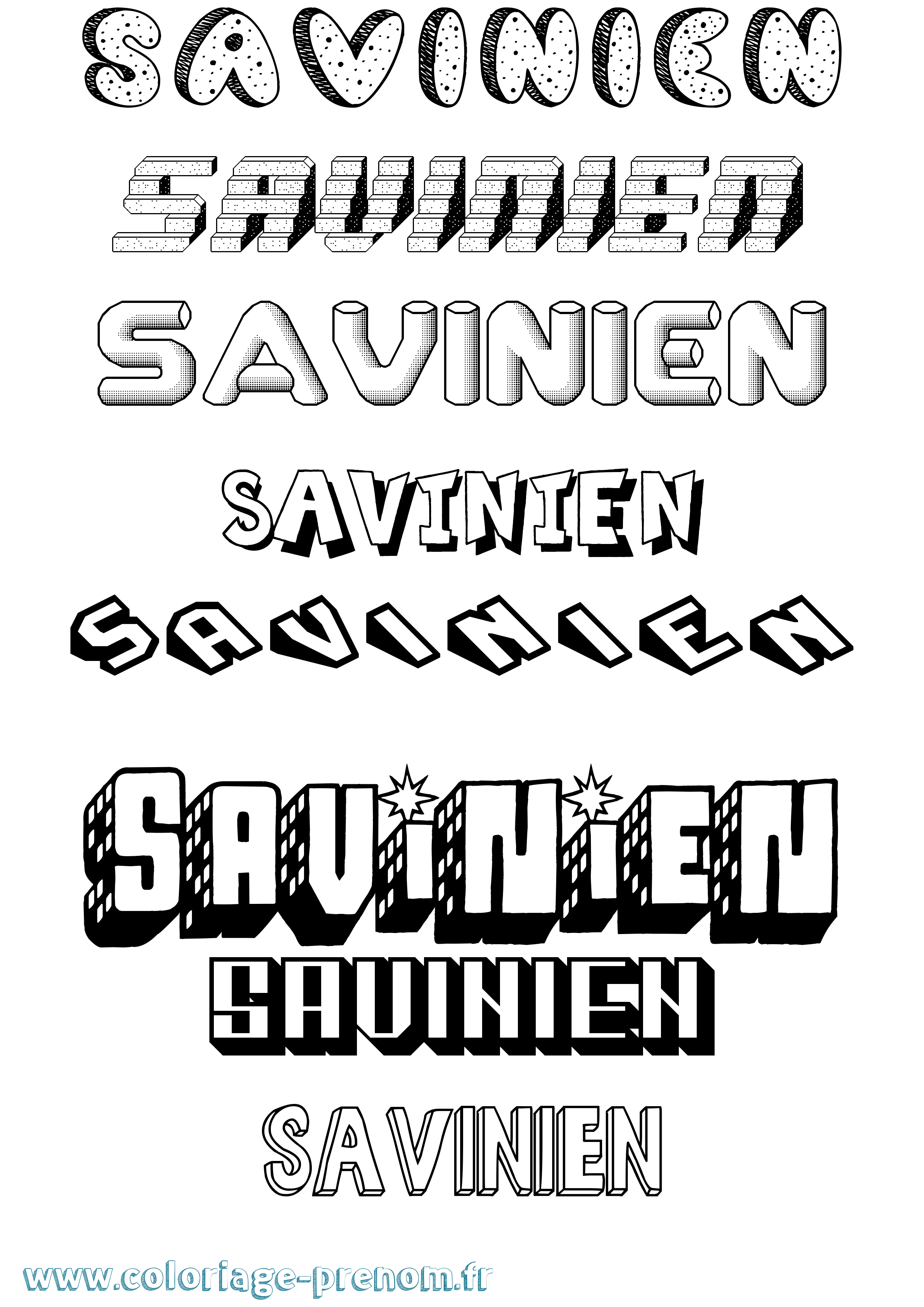 Coloriage Savinien Effet 3D Coloriage prénom Savinien Effet 3D