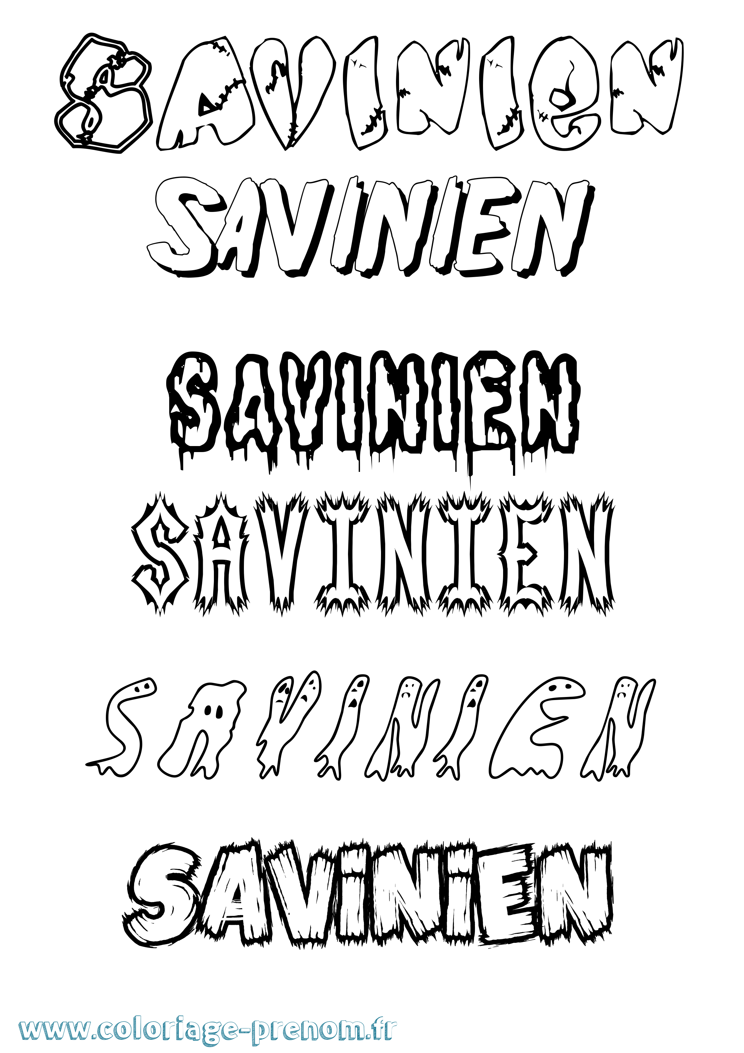 Coloriage Savinien Frisson Coloriage prénom Savinien Frisson
