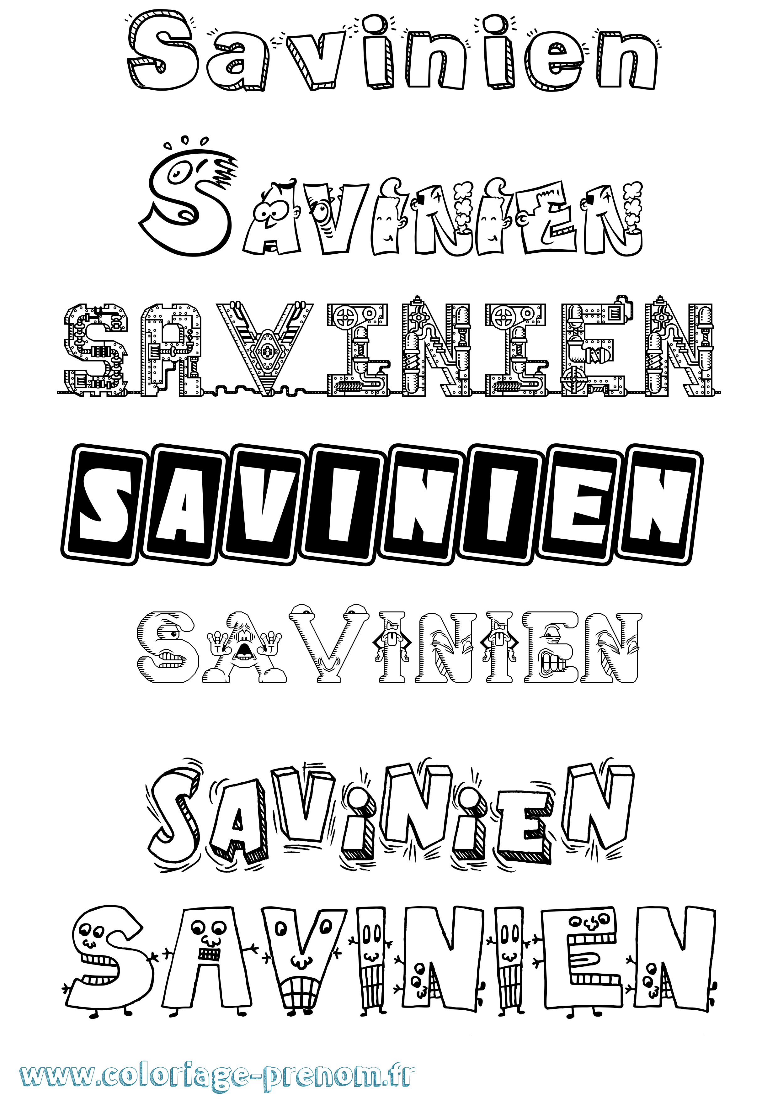 Coloriage Savinien Fun Coloriage prénom Savinien Fun