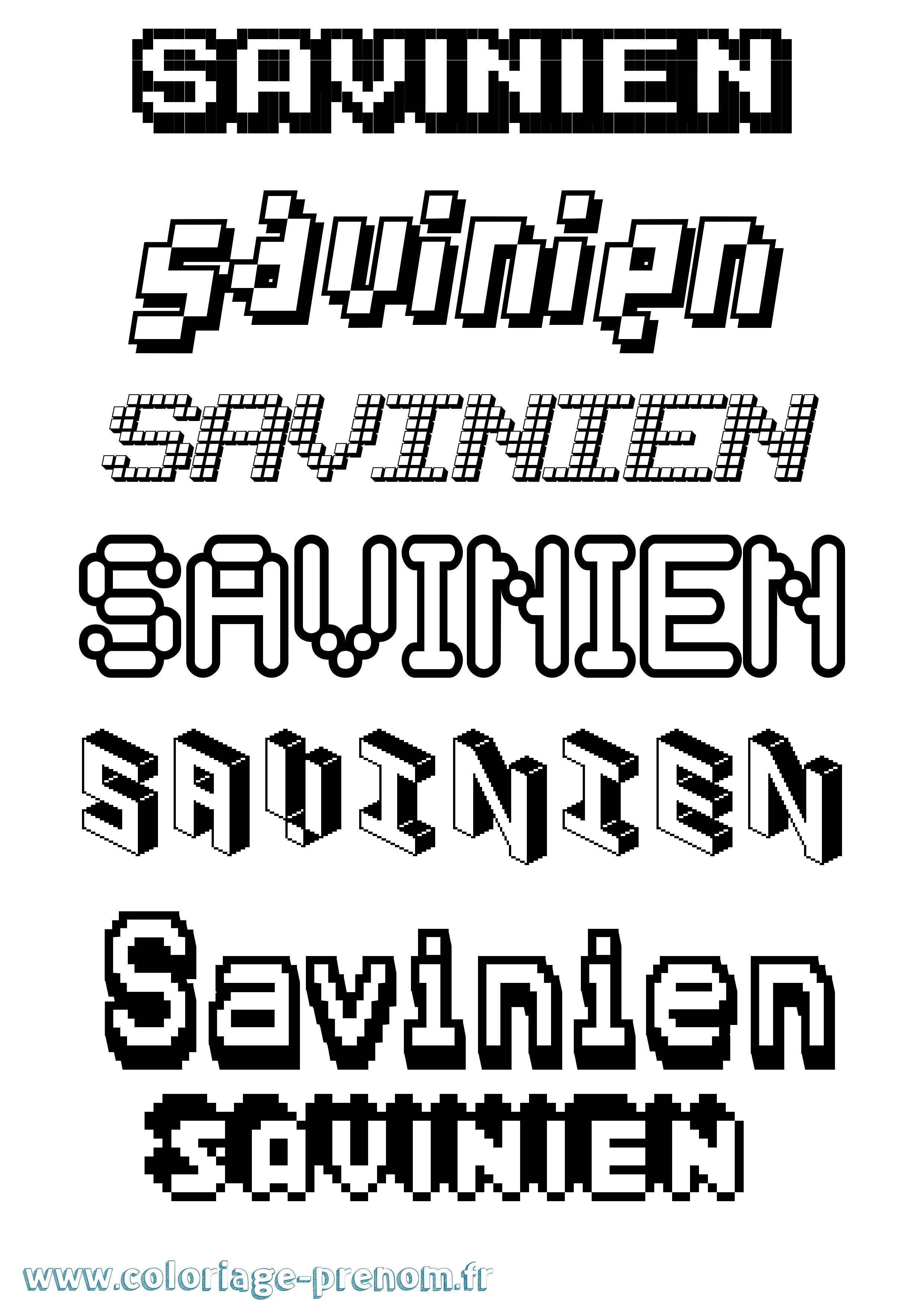 Coloriage Savinien Pixel Coloriage prénom Savinien Pixel