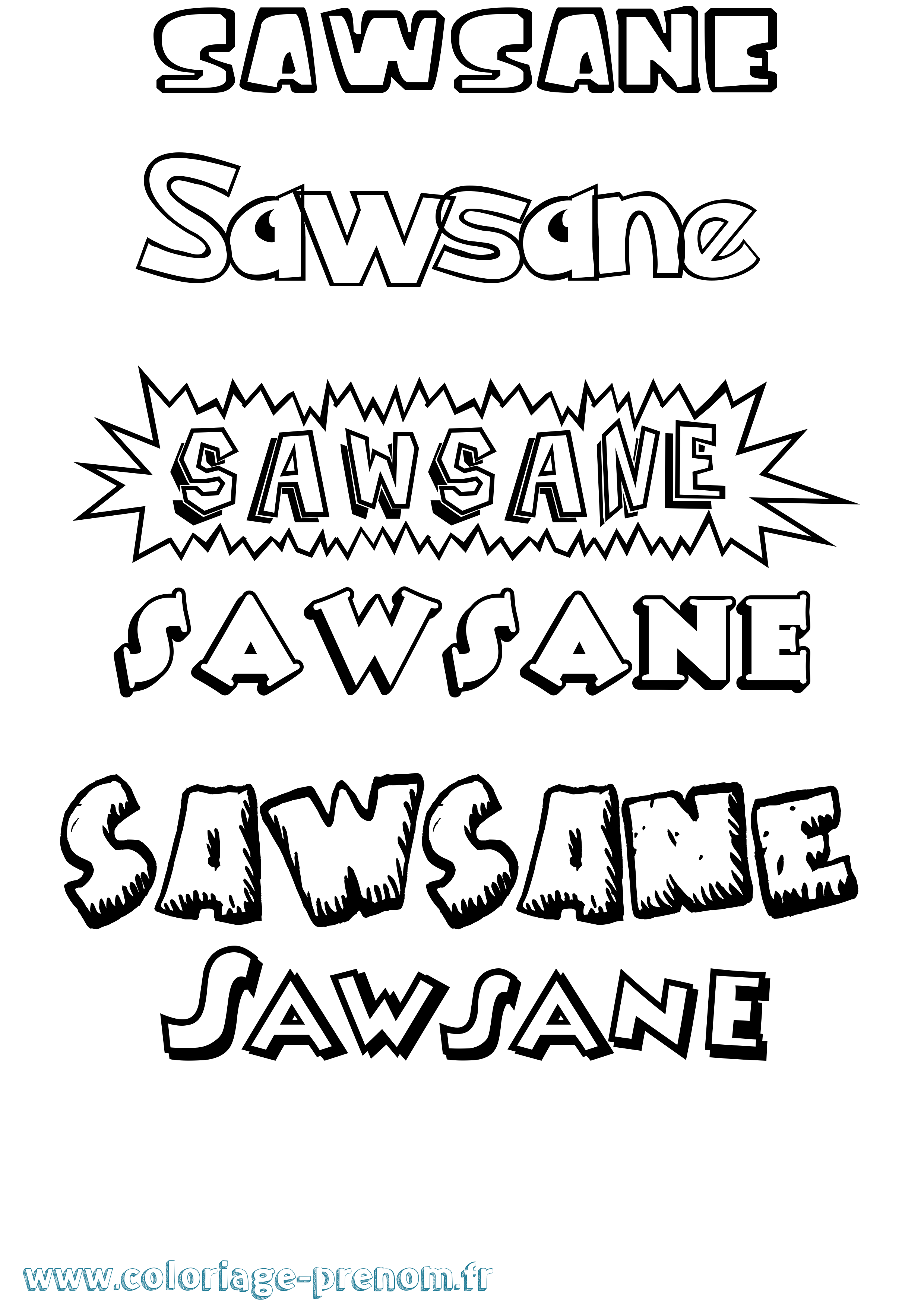 Coloriage Sawsane Dessin Animé Coloriage prénom Sawsane Dessin Animé