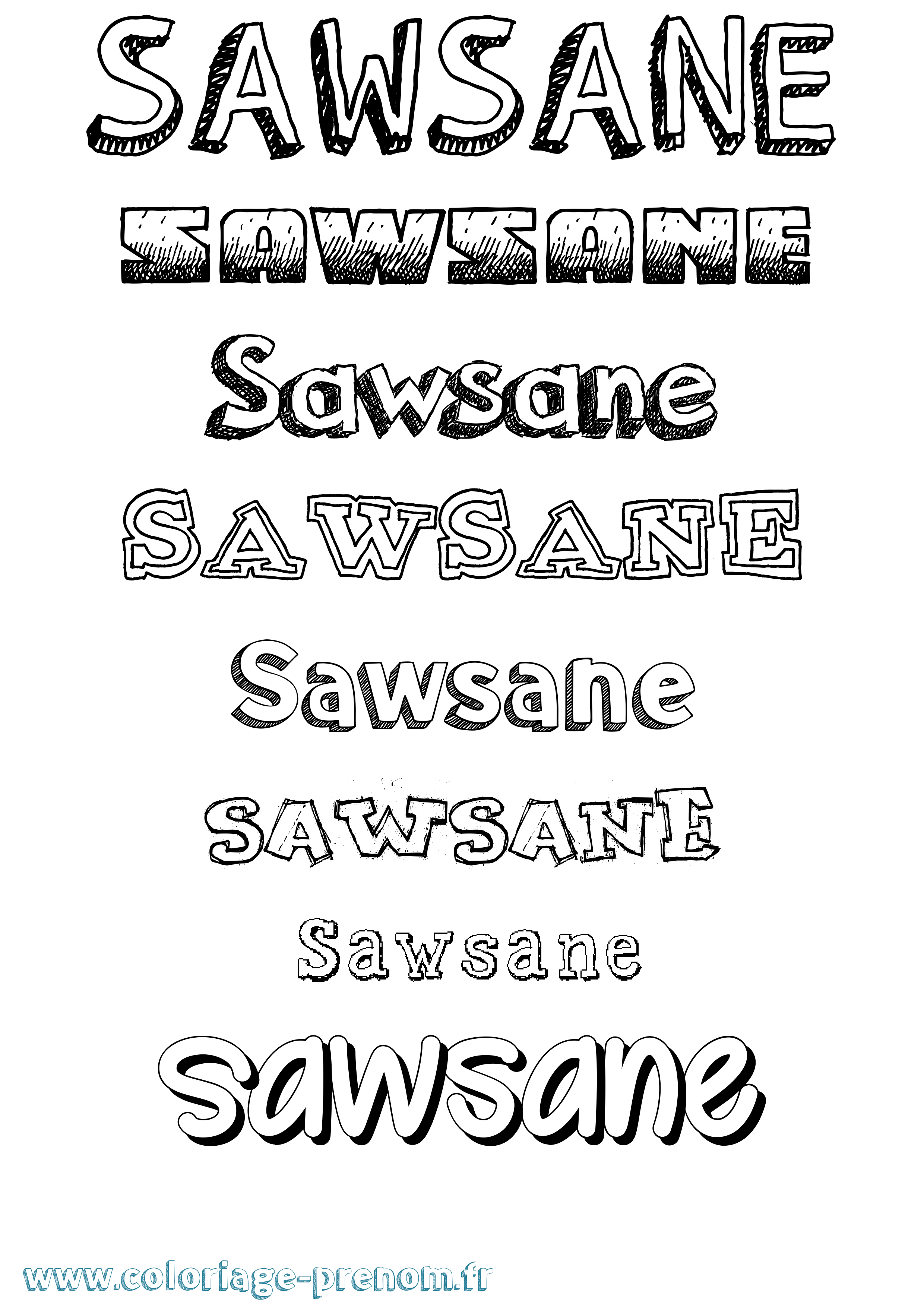 Coloriage Sawsane Dessiné Coloriage prénom Sawsane Dessiné
