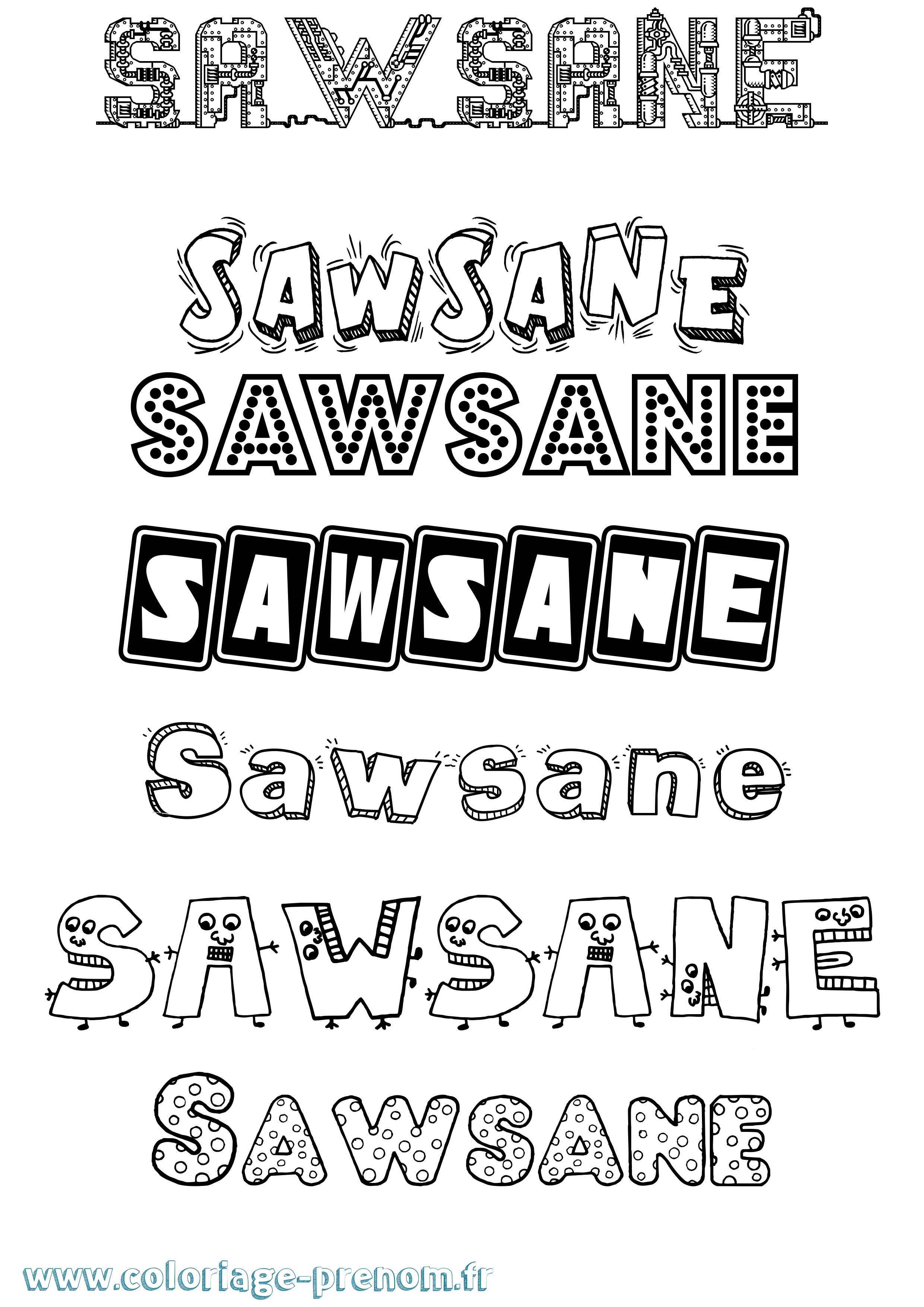 Coloriage Sawsane Fun Coloriage prénom Sawsane Fun