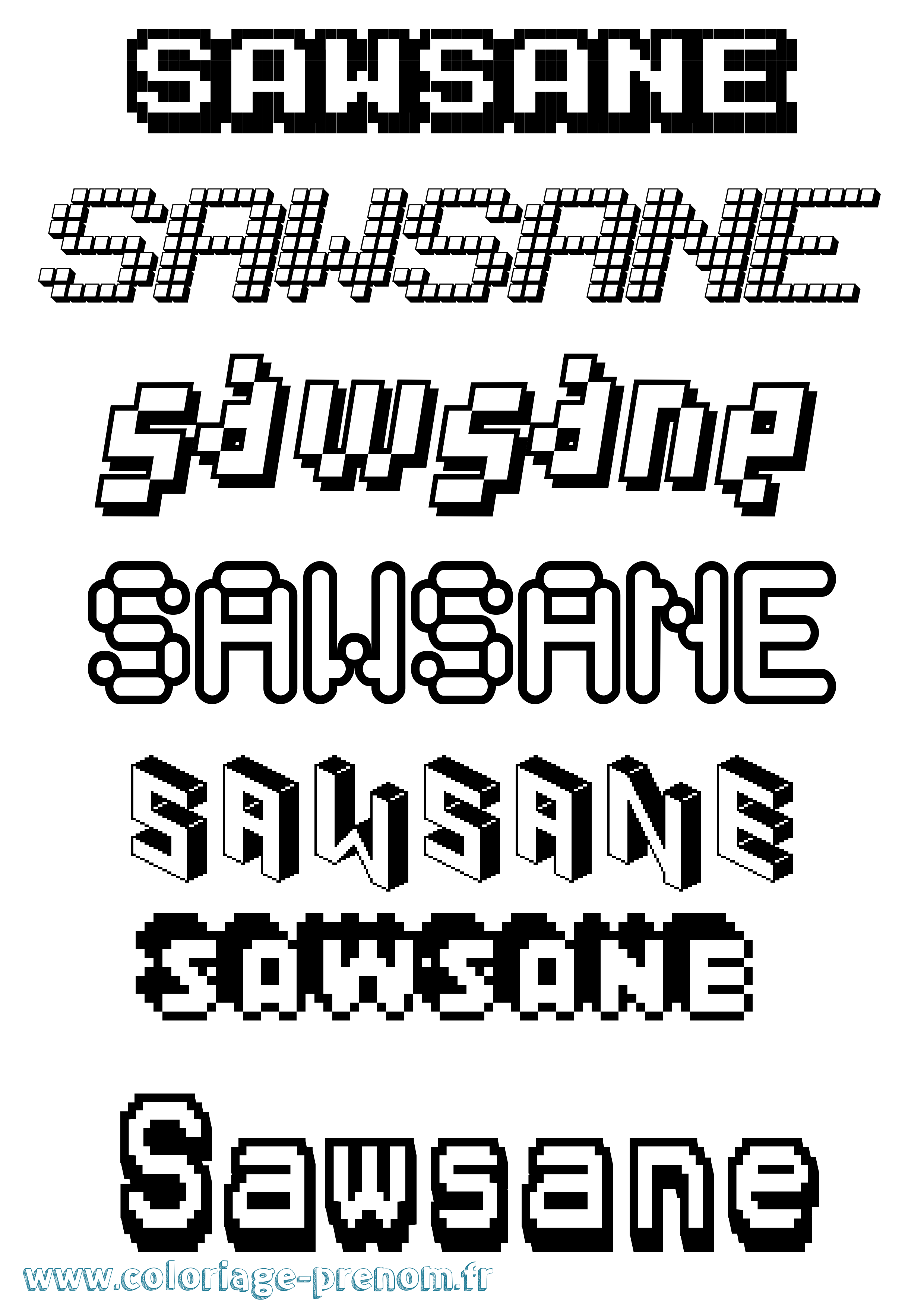 Coloriage Sawsane Pixel Coloriage prénom Sawsane Pixel