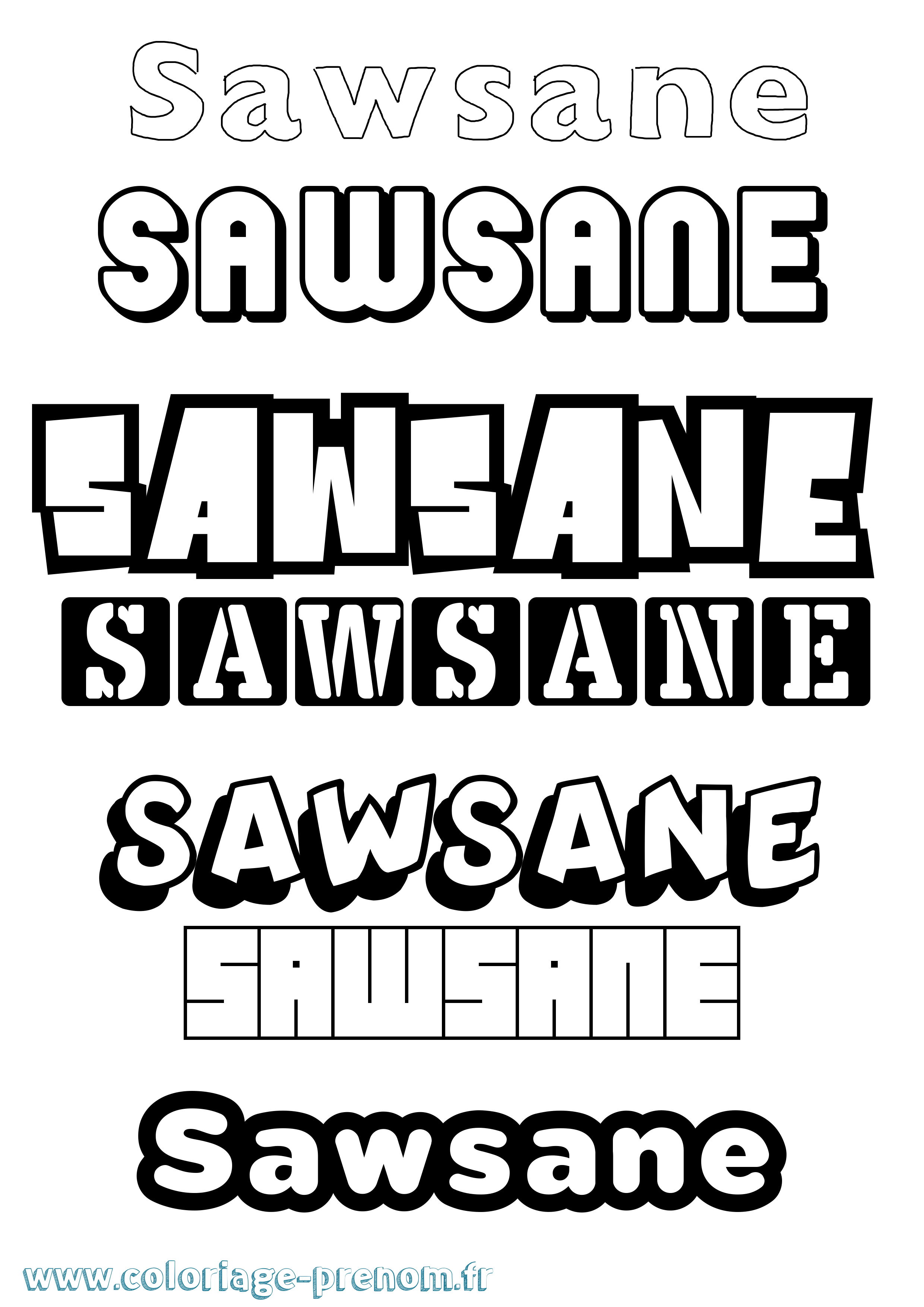 Coloriage Sawsane Simple Coloriage prénom Sawsane Simple