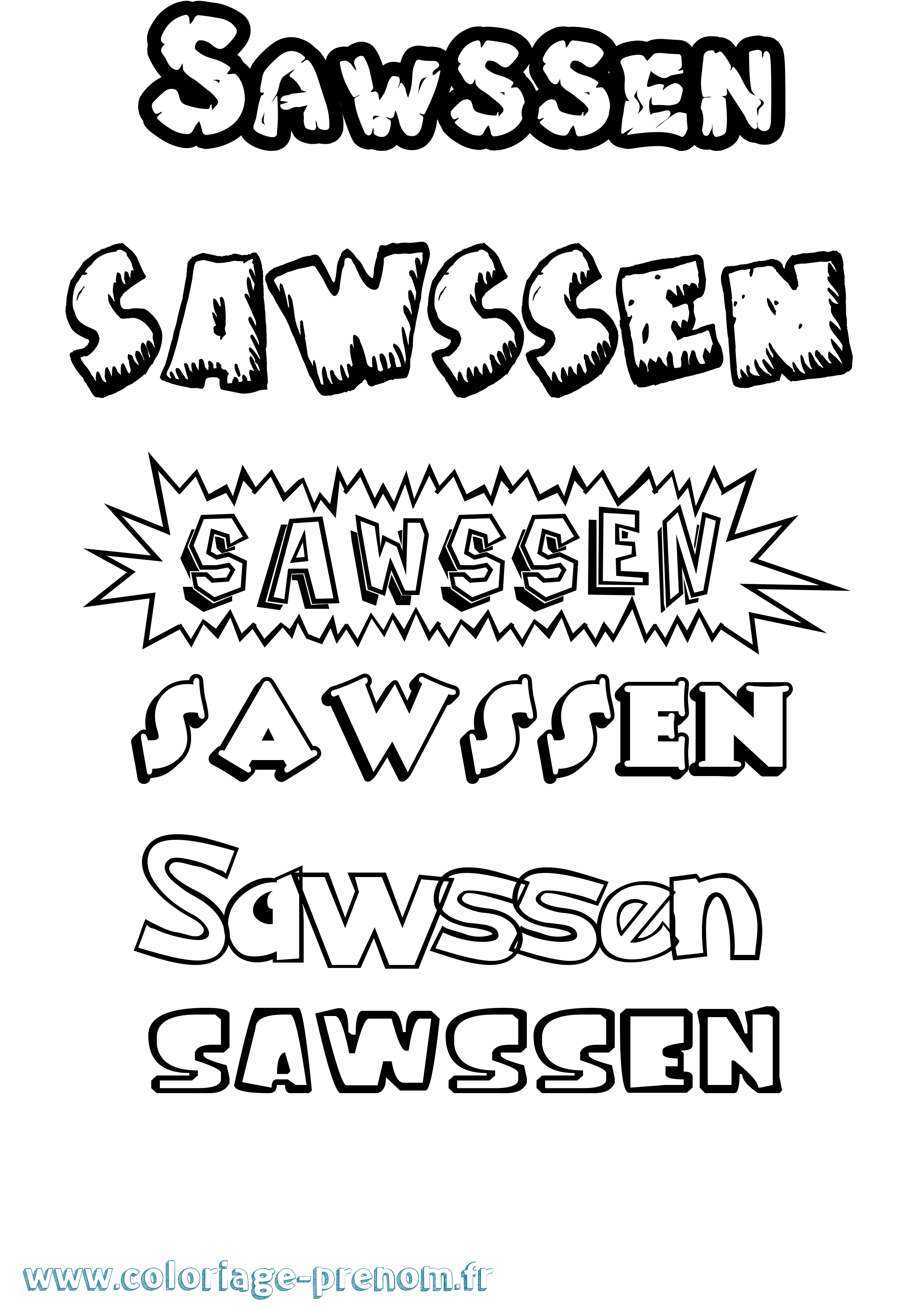Coloriage Sawssen Dessin Animé Coloriage prénom Sawssen Dessin Animé