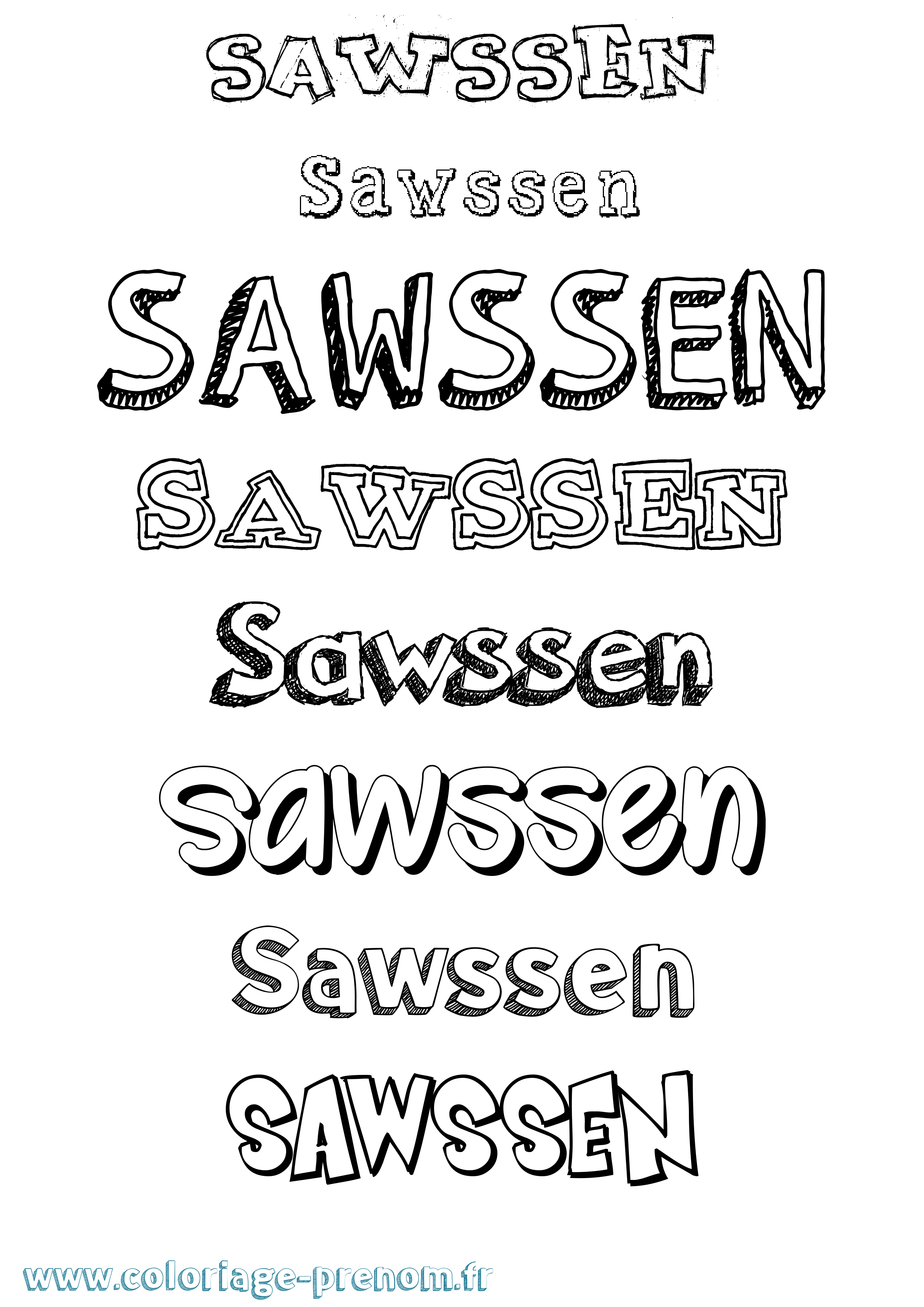 Coloriage Sawssen Dessiné Coloriage prénom Sawssen Dessiné