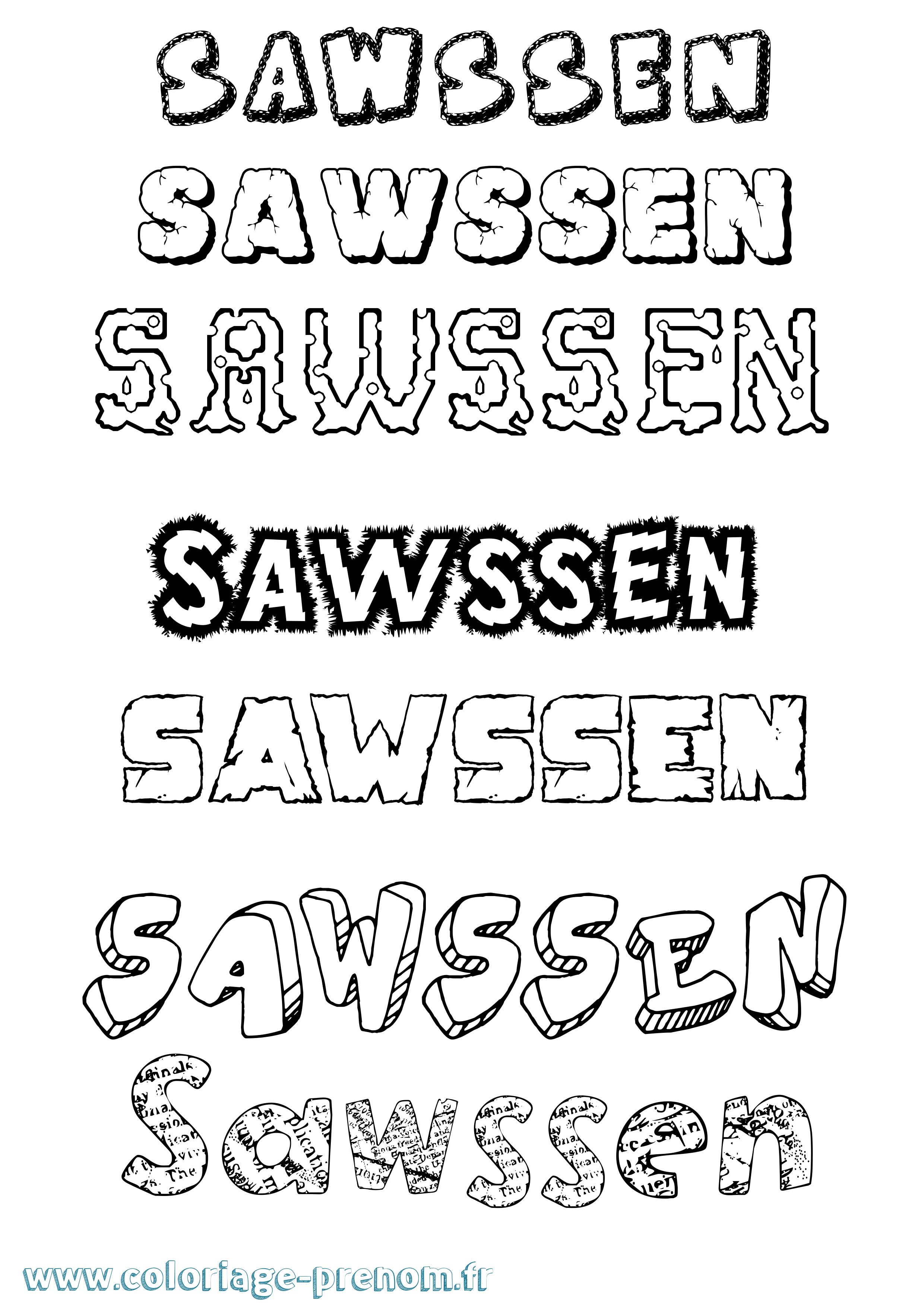Coloriage Sawssen Destructuré Coloriage prénom Sawssen Destructuré