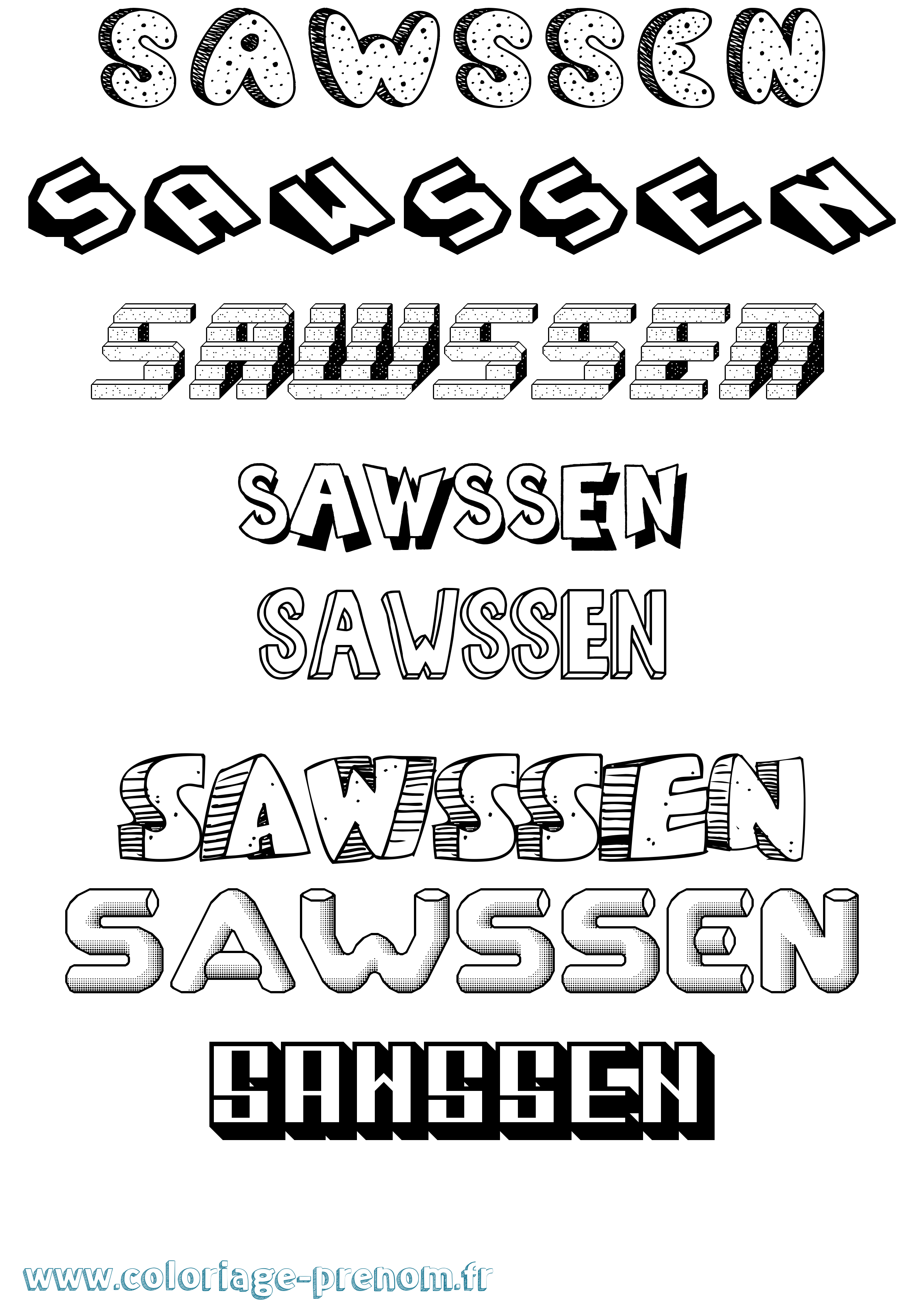 Coloriage Sawssen Effet 3D Coloriage prénom Sawssen Effet 3D