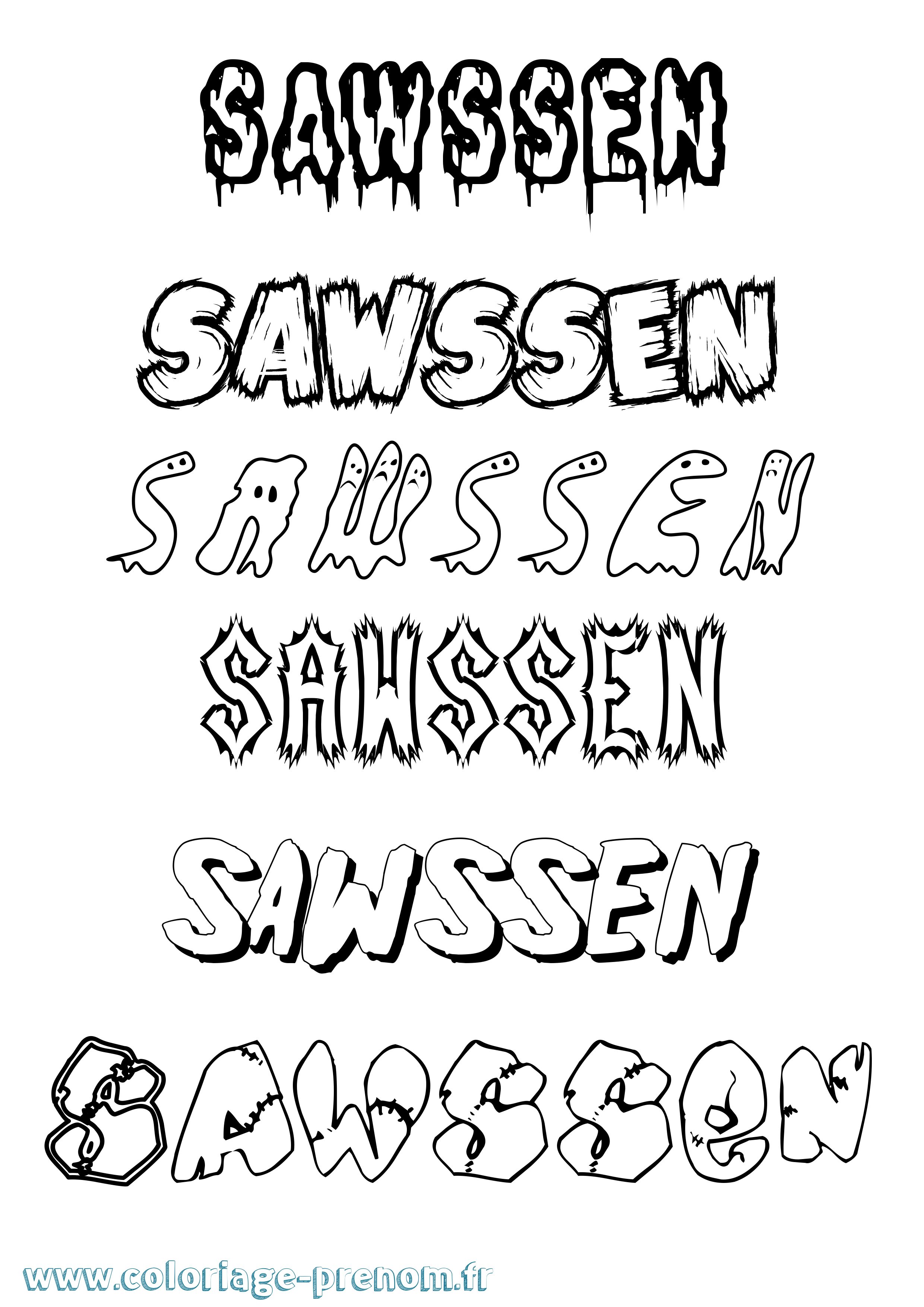 Coloriage Sawssen Frisson Coloriage prénom Sawssen Frisson