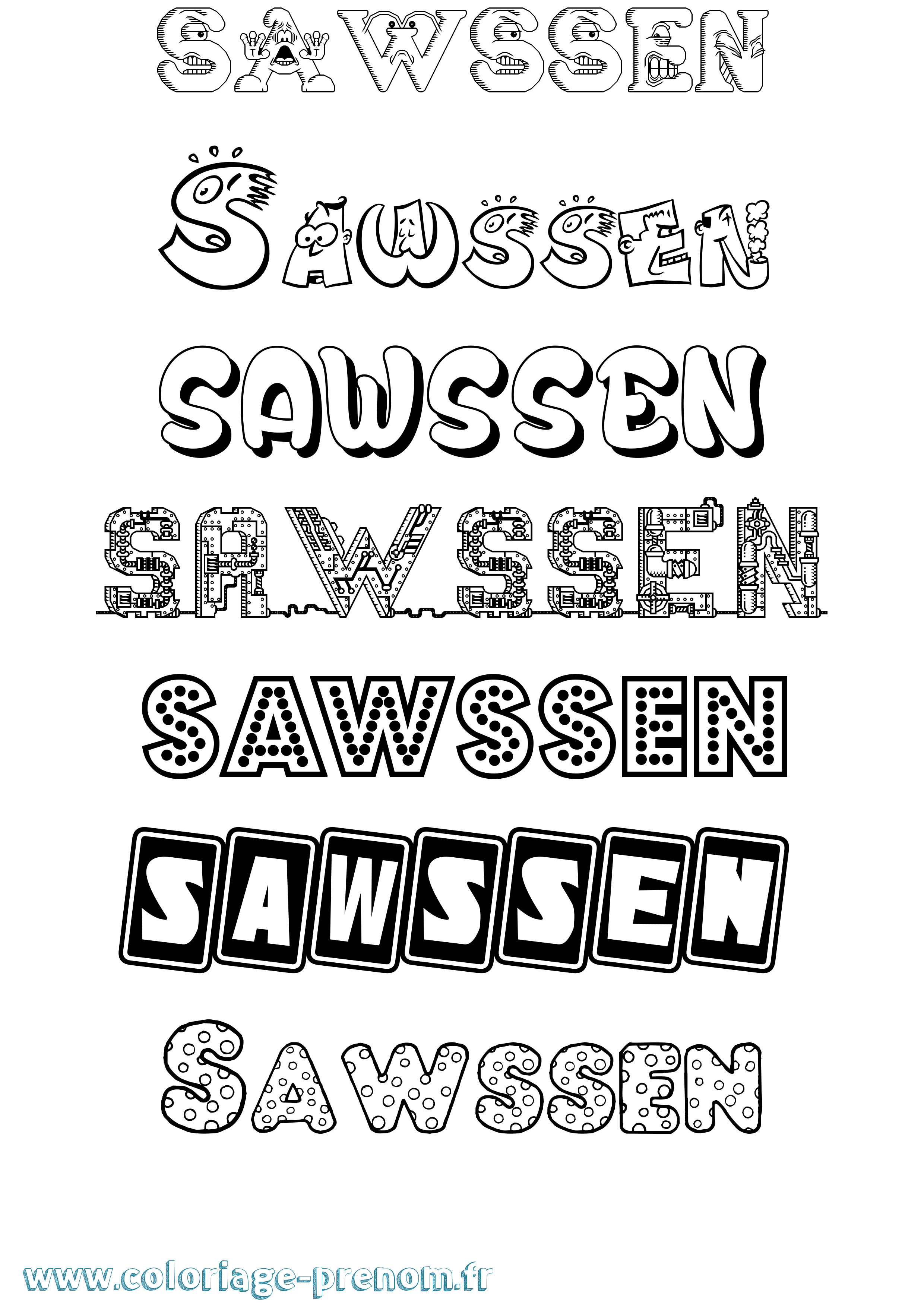 Coloriage Sawssen Fun Coloriage prénom Sawssen Fun