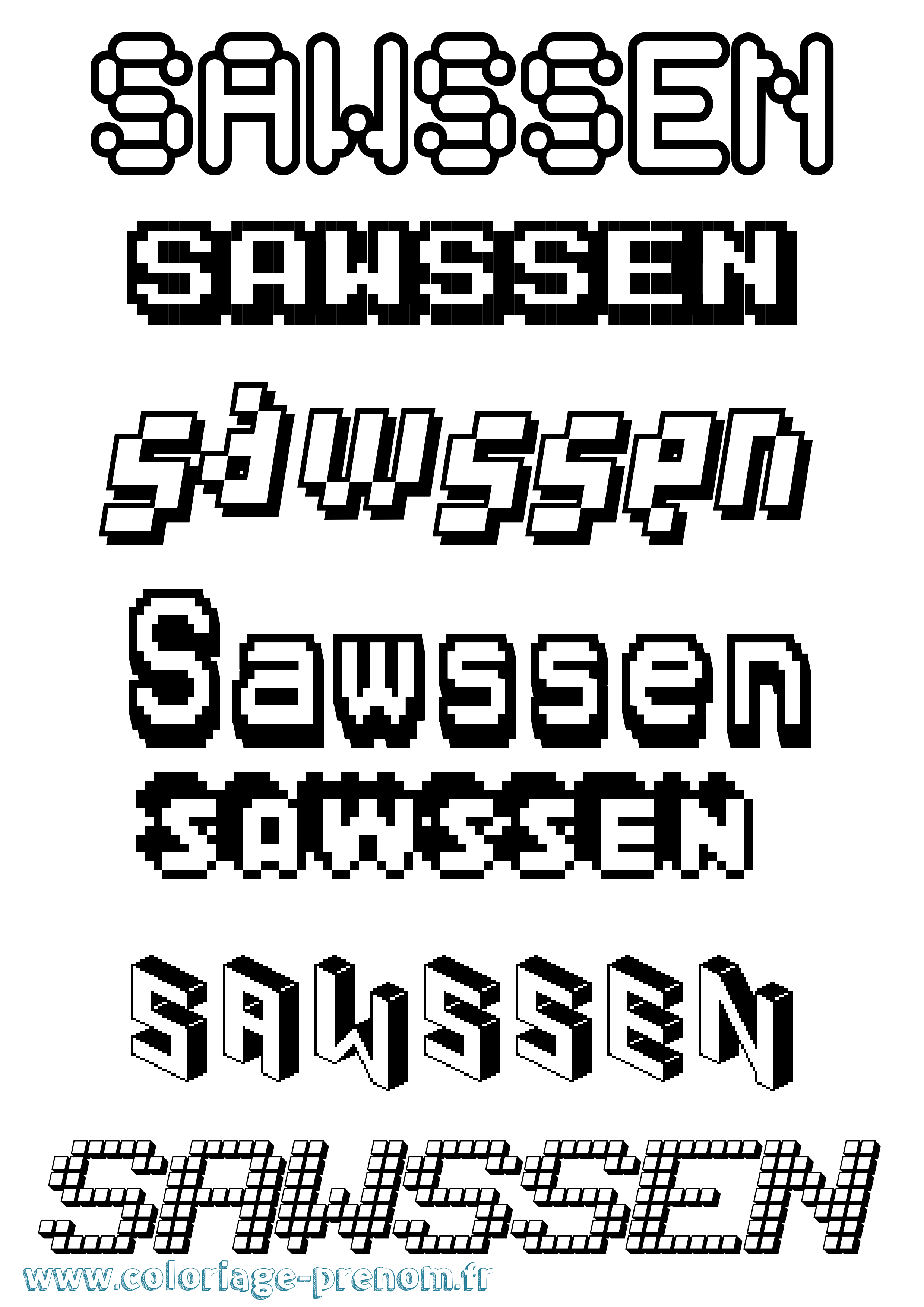 Coloriage Sawssen Pixel Coloriage prénom Sawssen Pixel