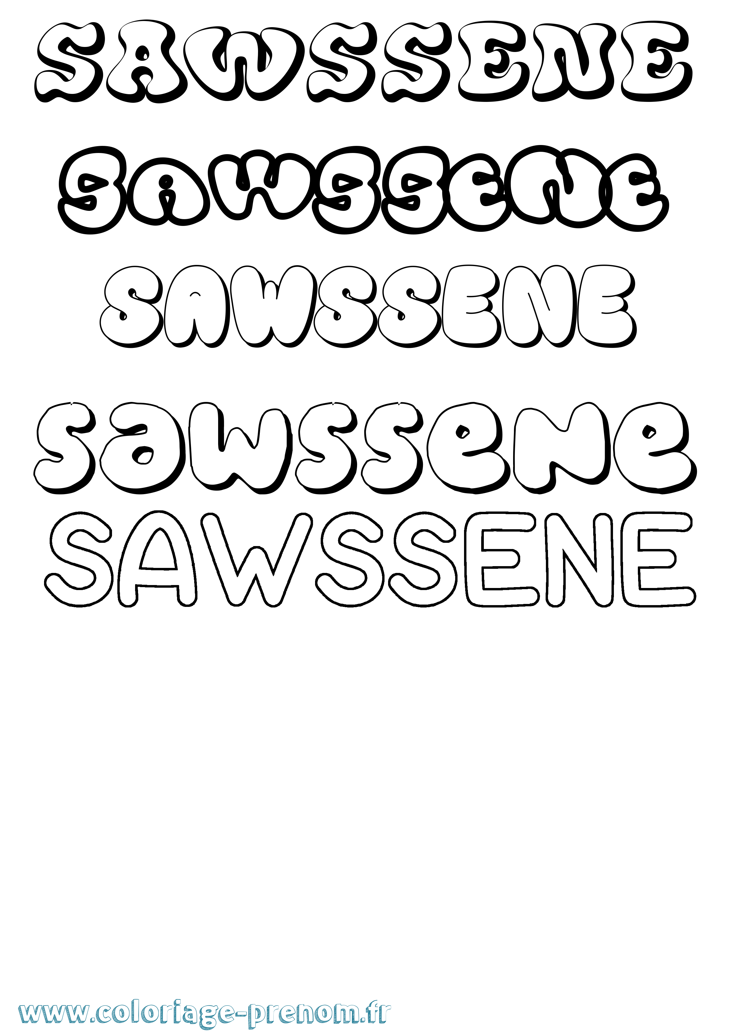 Coloriage Sawssene Bubble Coloriage prénom Sawssene Bubble